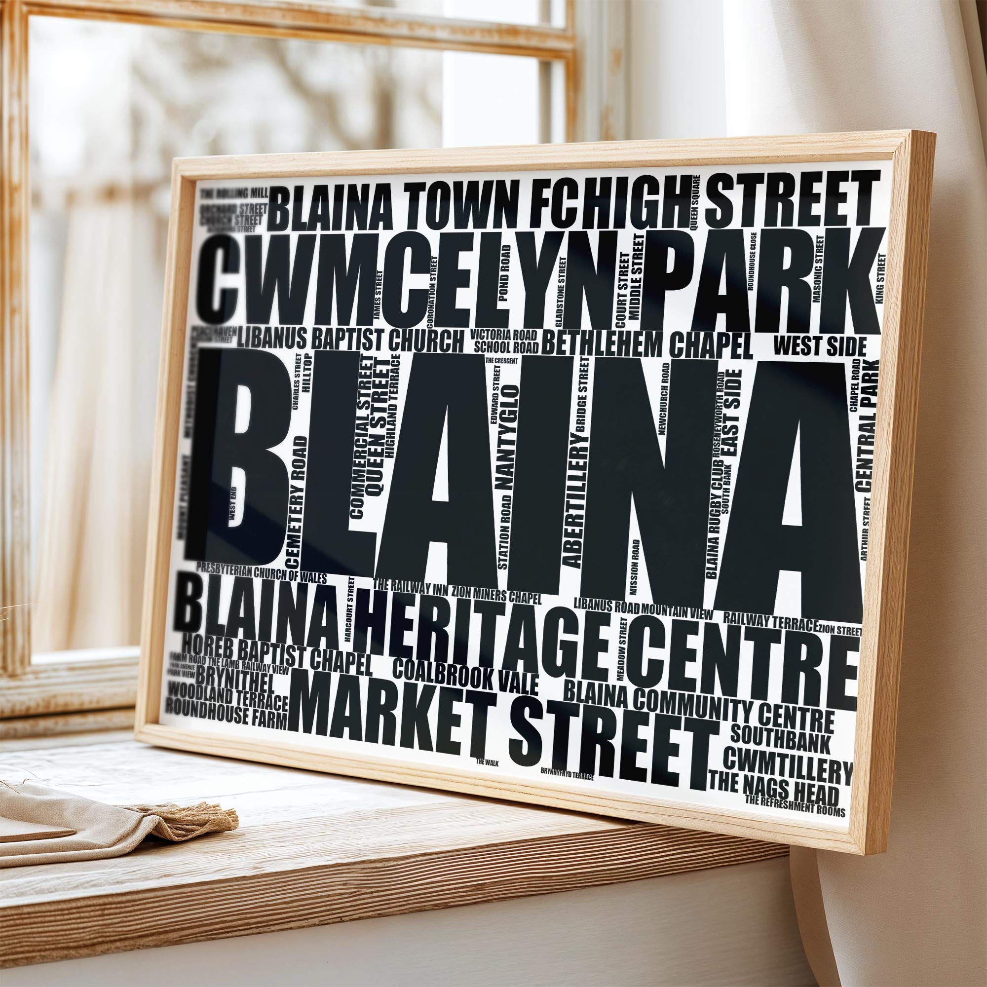 Blaina - Premium Typographic Word Cloud Prints, Posters & Gifts