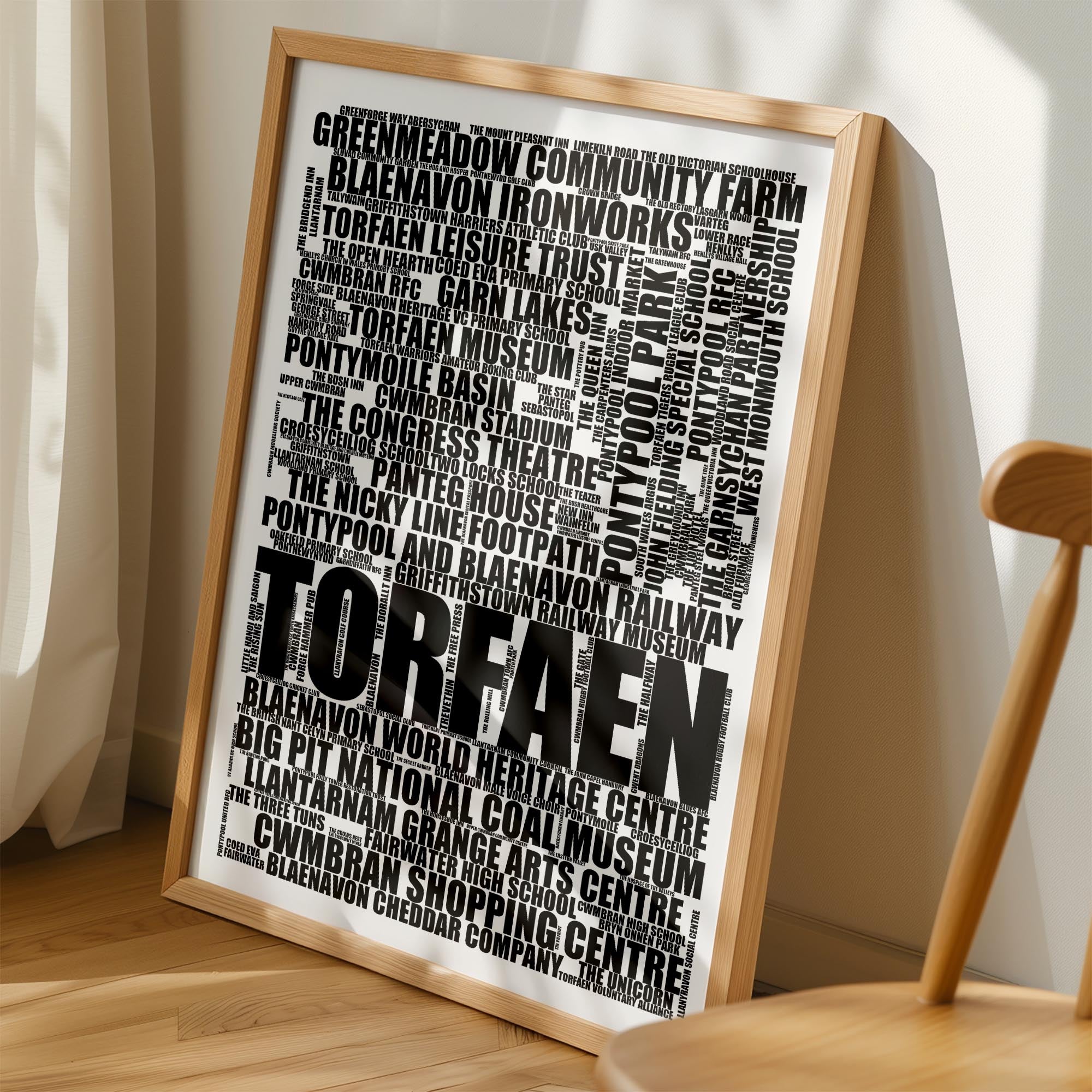 Torfaen - Premium Typographic Word Cloud Prints, Posters & Gifts