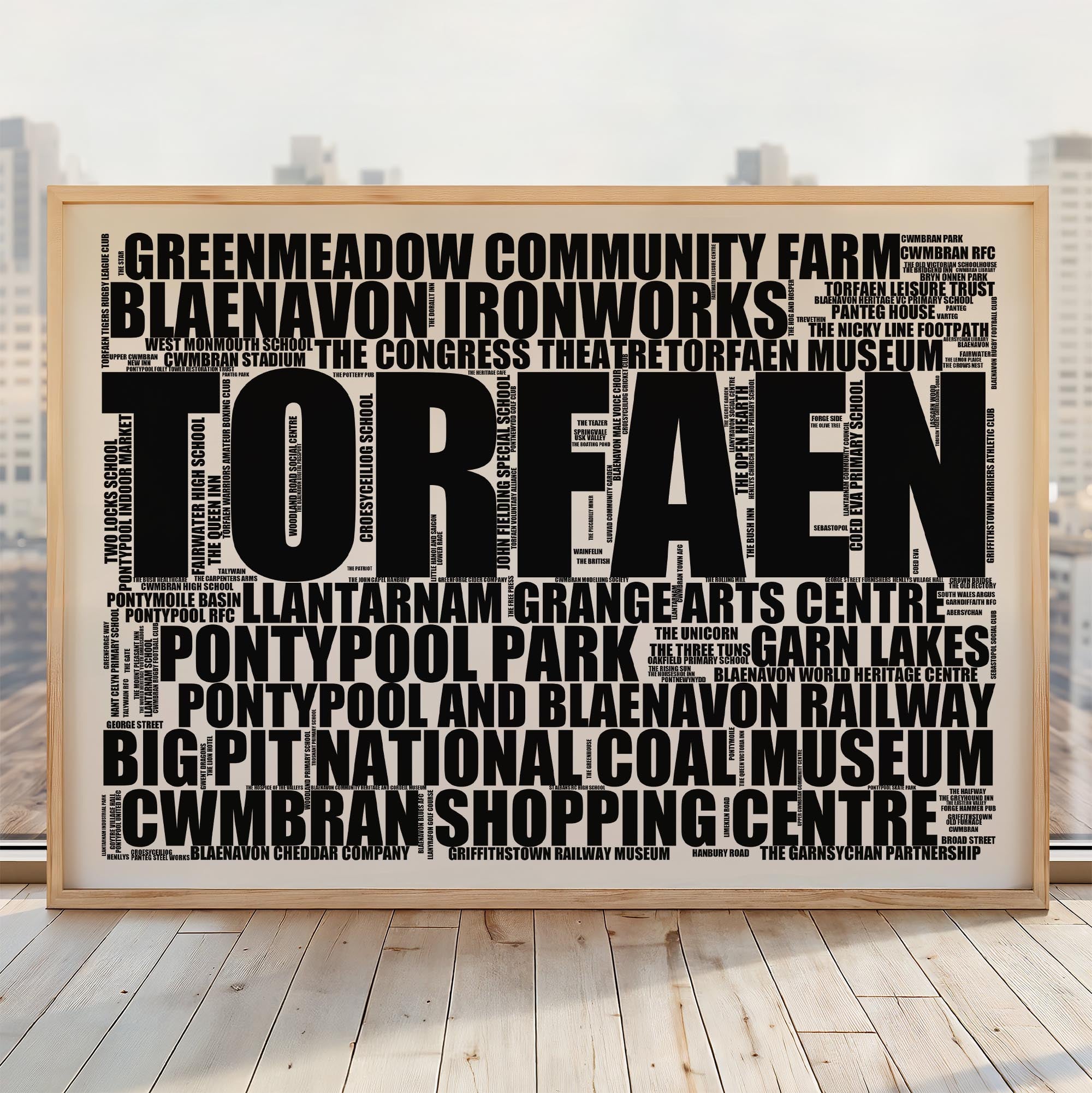 Torfaen - Premium Typographic Word Cloud Prints, Posters & Gifts