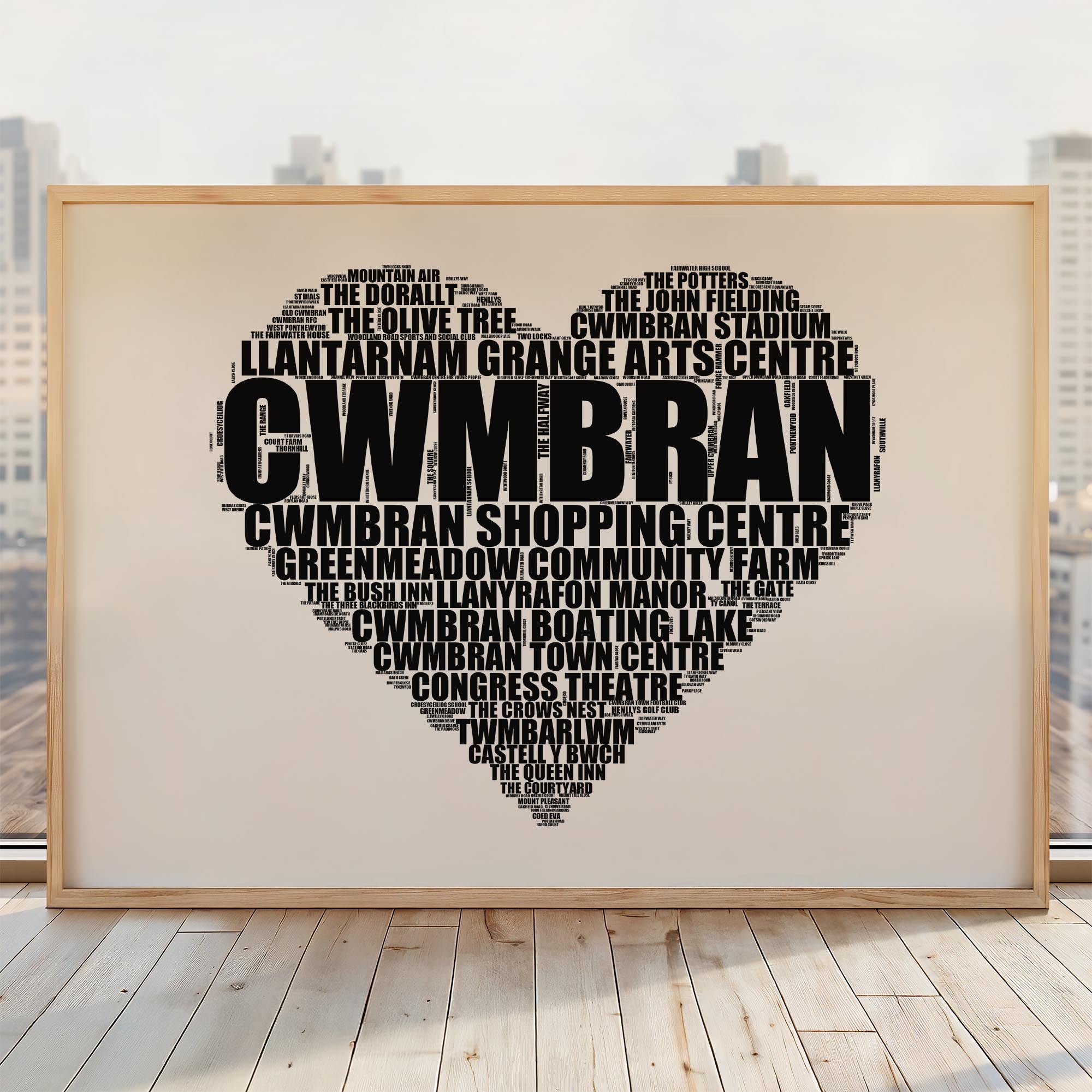 Cwmbran - Premium Typographic Word Cloud Prints, Posters & Gifts