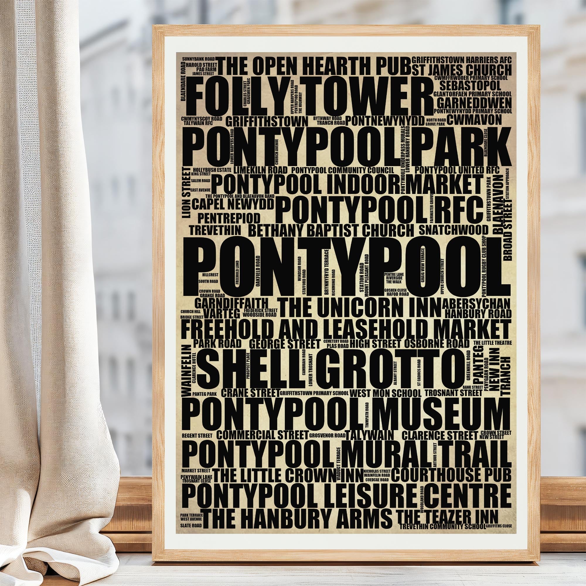 Pontypool - Premium Typographic Word Cloud Prints, Posters & Gifts