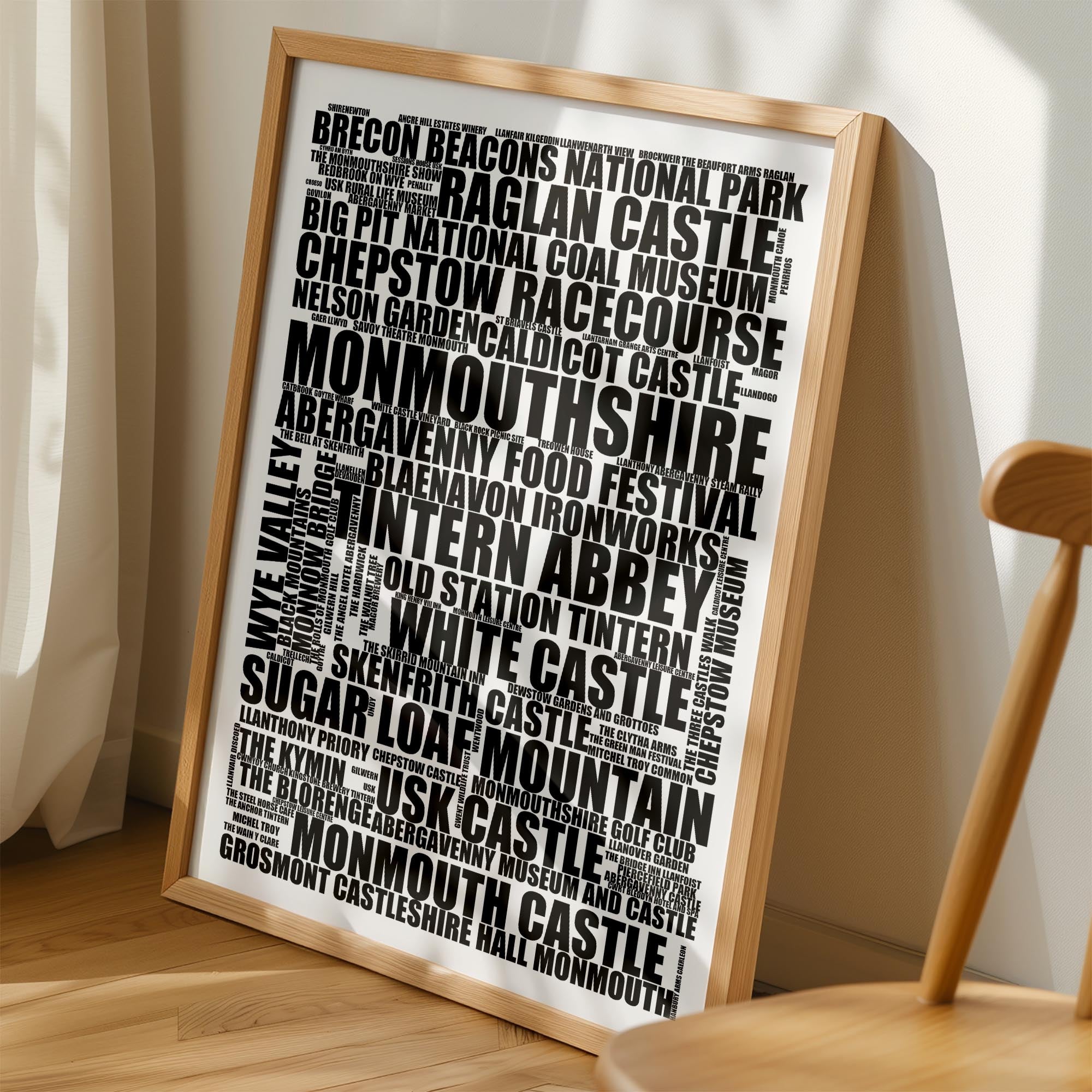 Monmouthshire - Premium Typographic Word Cloud Prints, Posters & Gifts