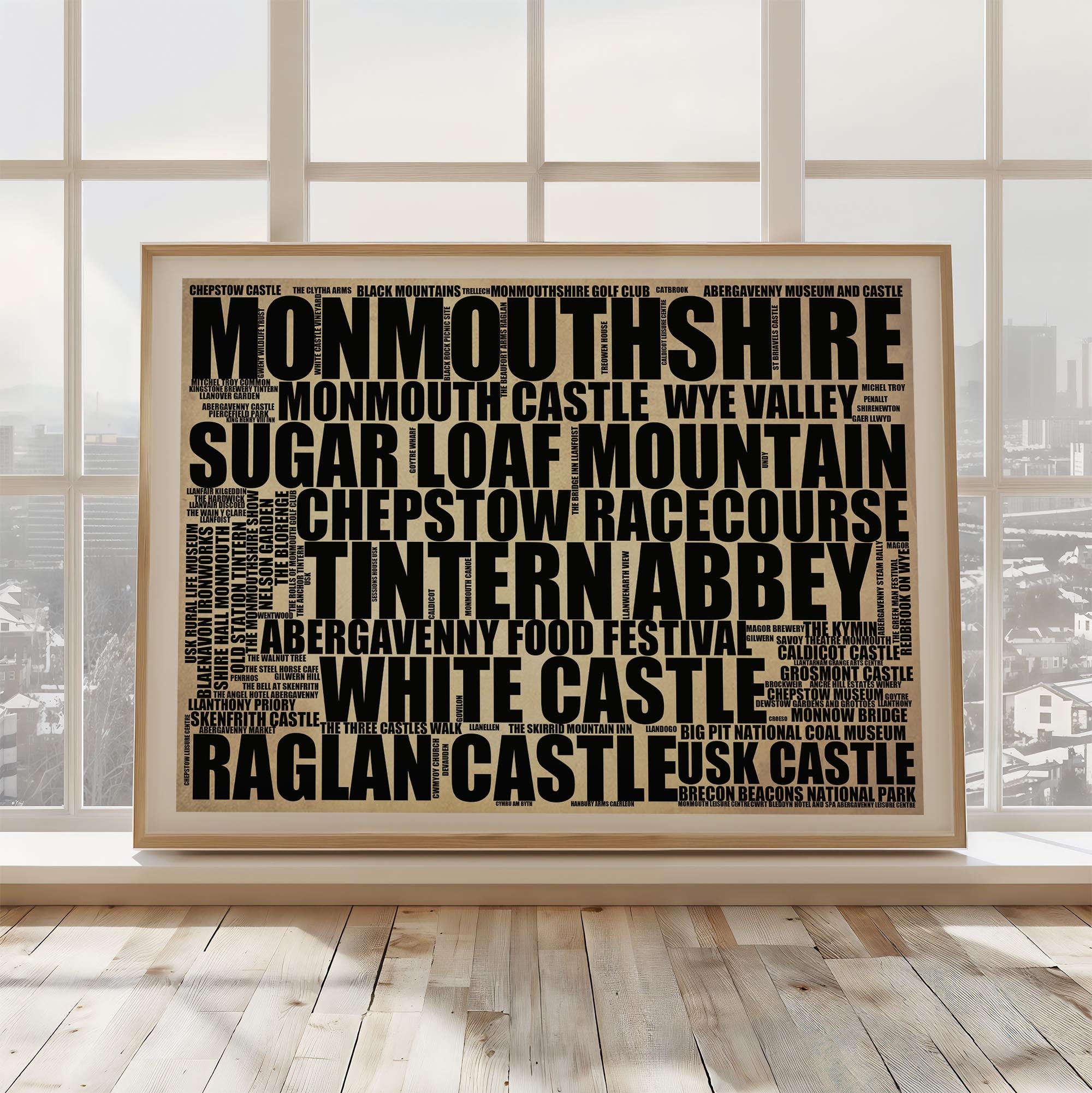 Monmouthshire - Premium Typographic Word Cloud Prints, Posters & Gifts