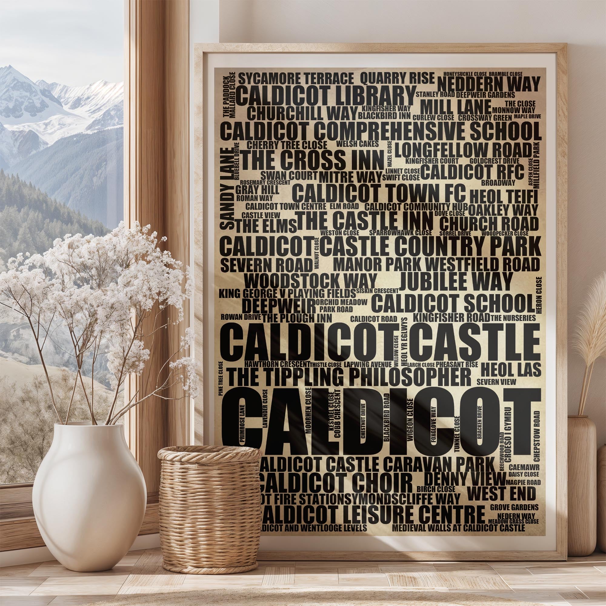 Caldicot - Premium Typographic Word Cloud Prints, Posters & Gifts