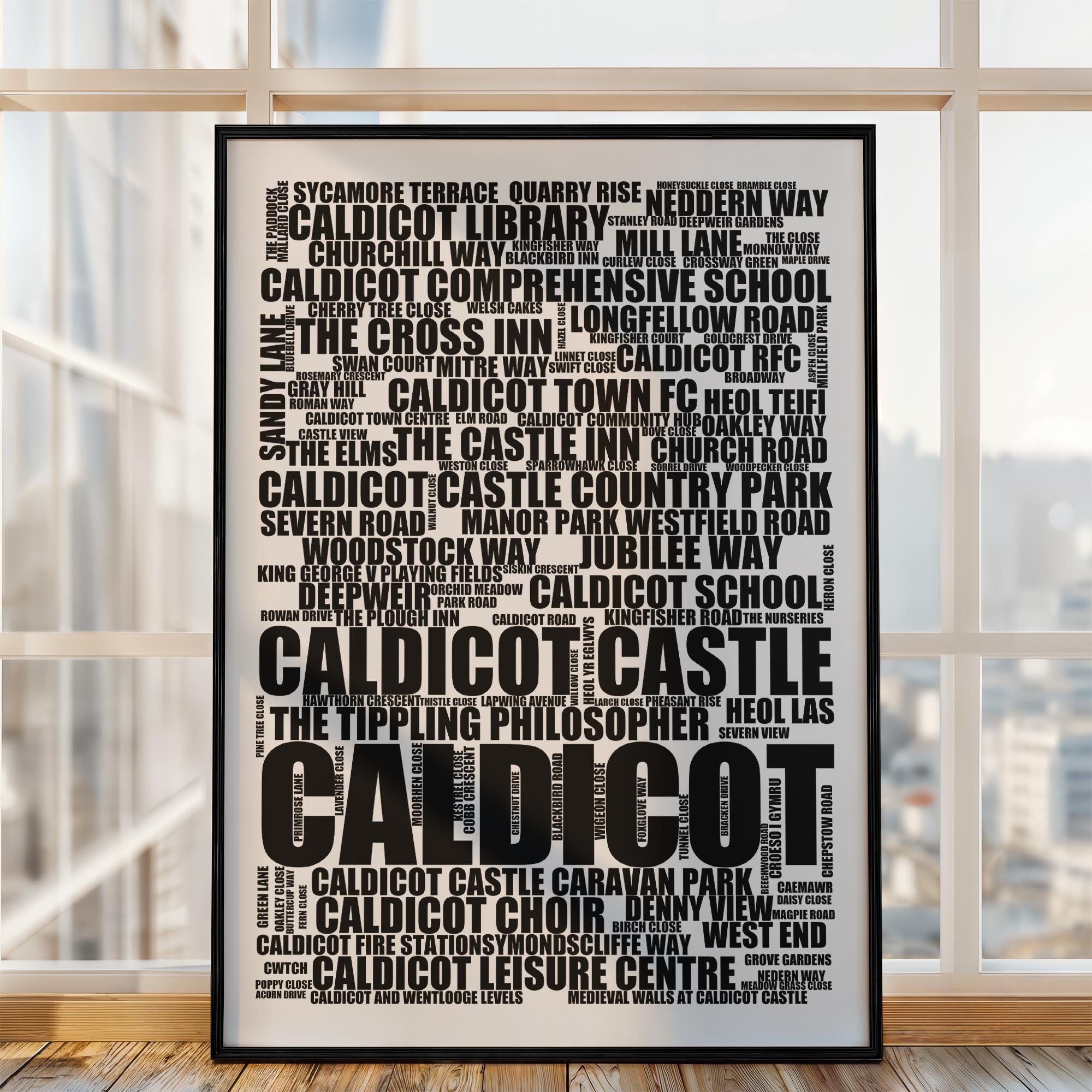 Caldicot - Premium Typographic Word Cloud Prints, Posters & Gifts