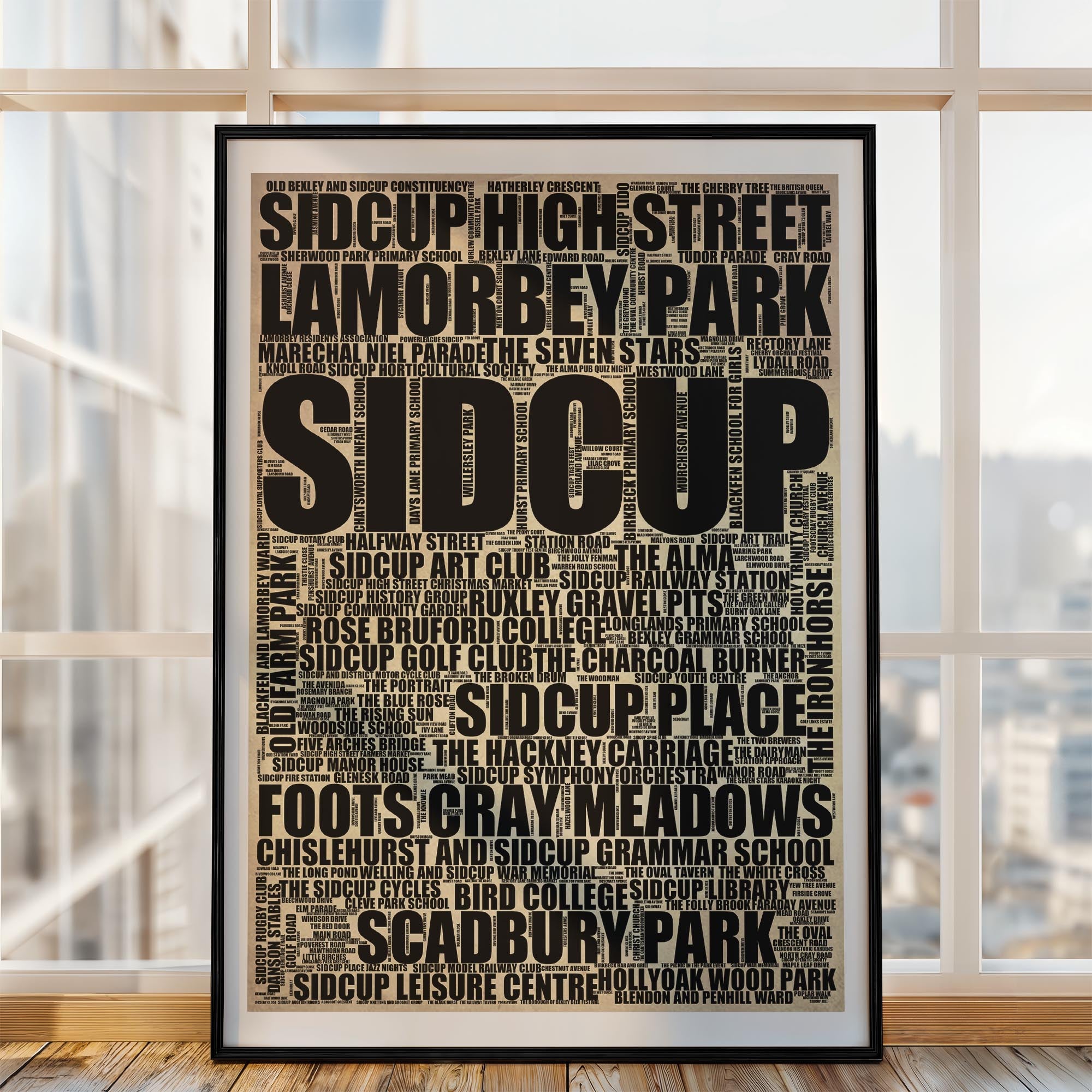 Sidcup - Premium Typographic Word Cloud Prints, Posters & Gifts