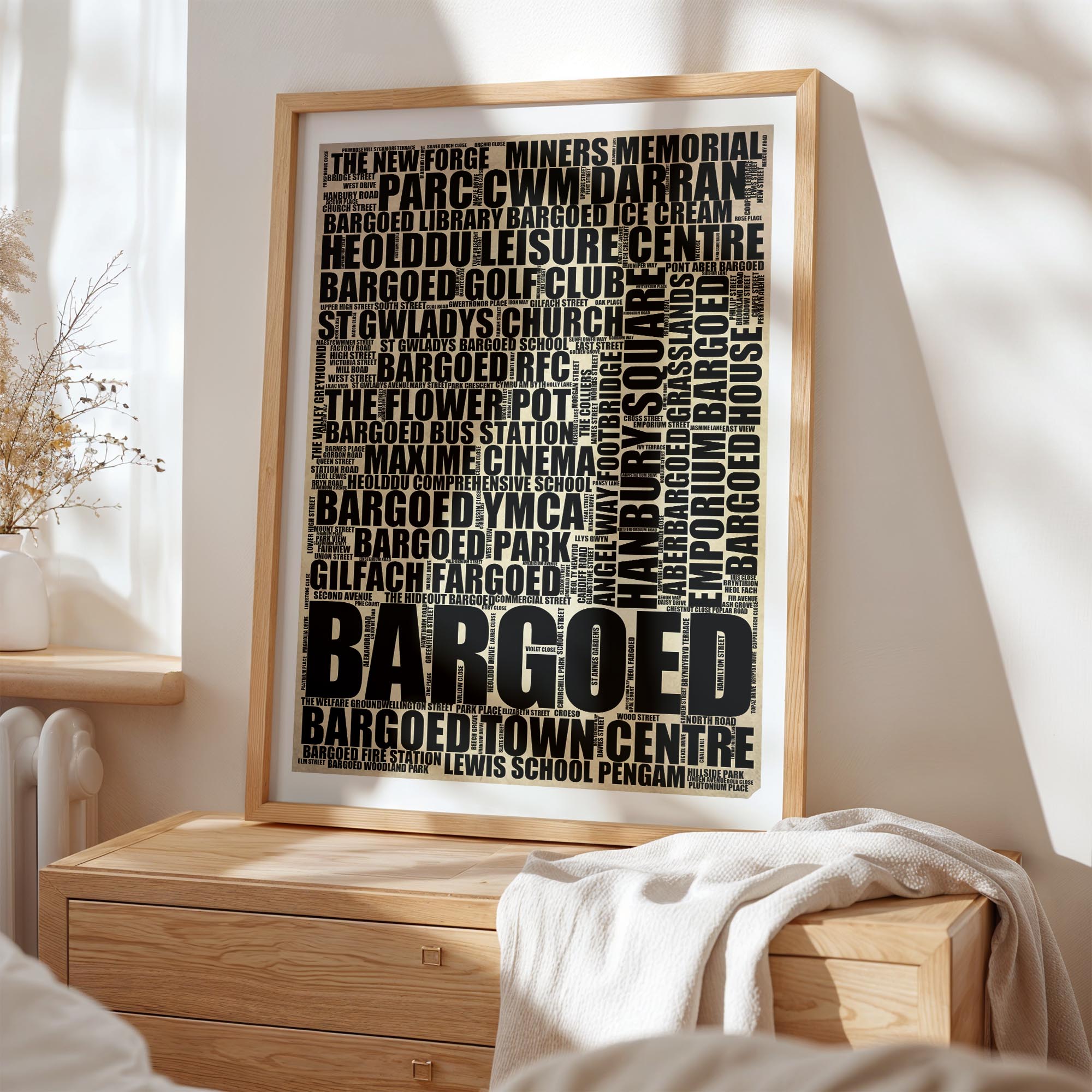 Bargoed - Premium Typographic Word Cloud Prints, Posters & Gifts