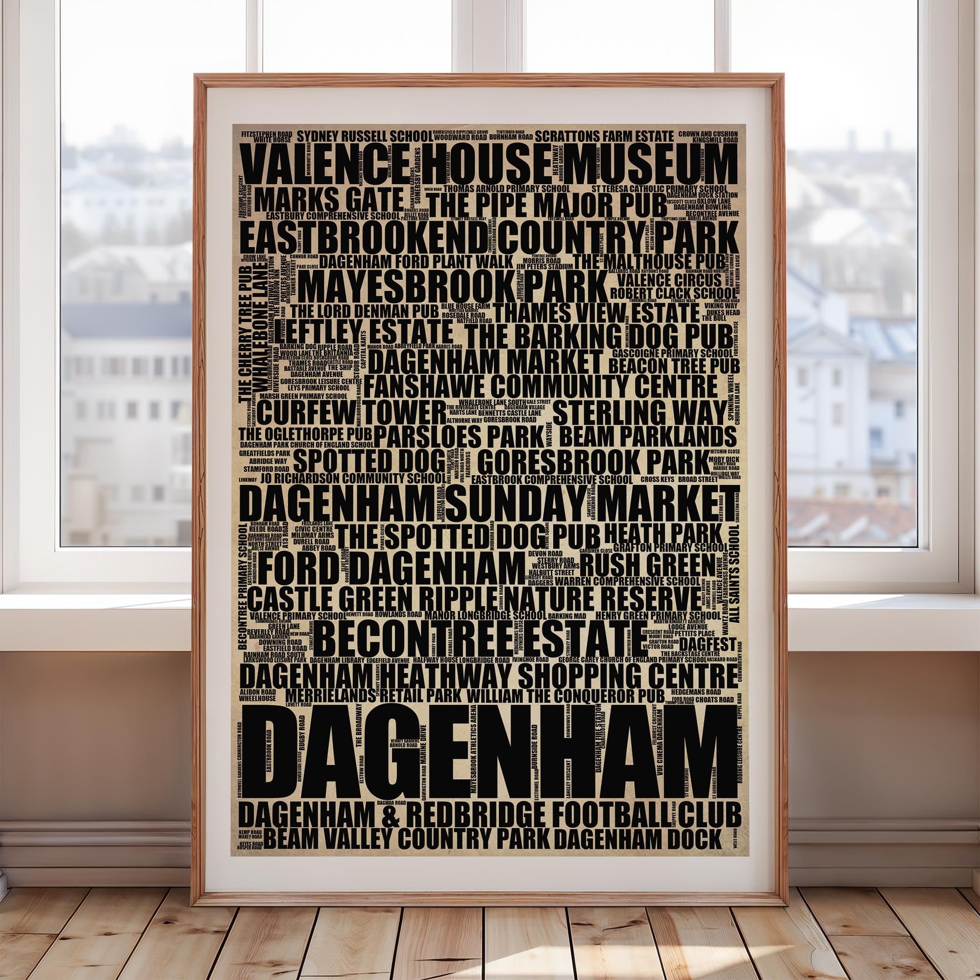 Dagenham - Premium Typographic Word Cloud Prints, Posters & Gifts