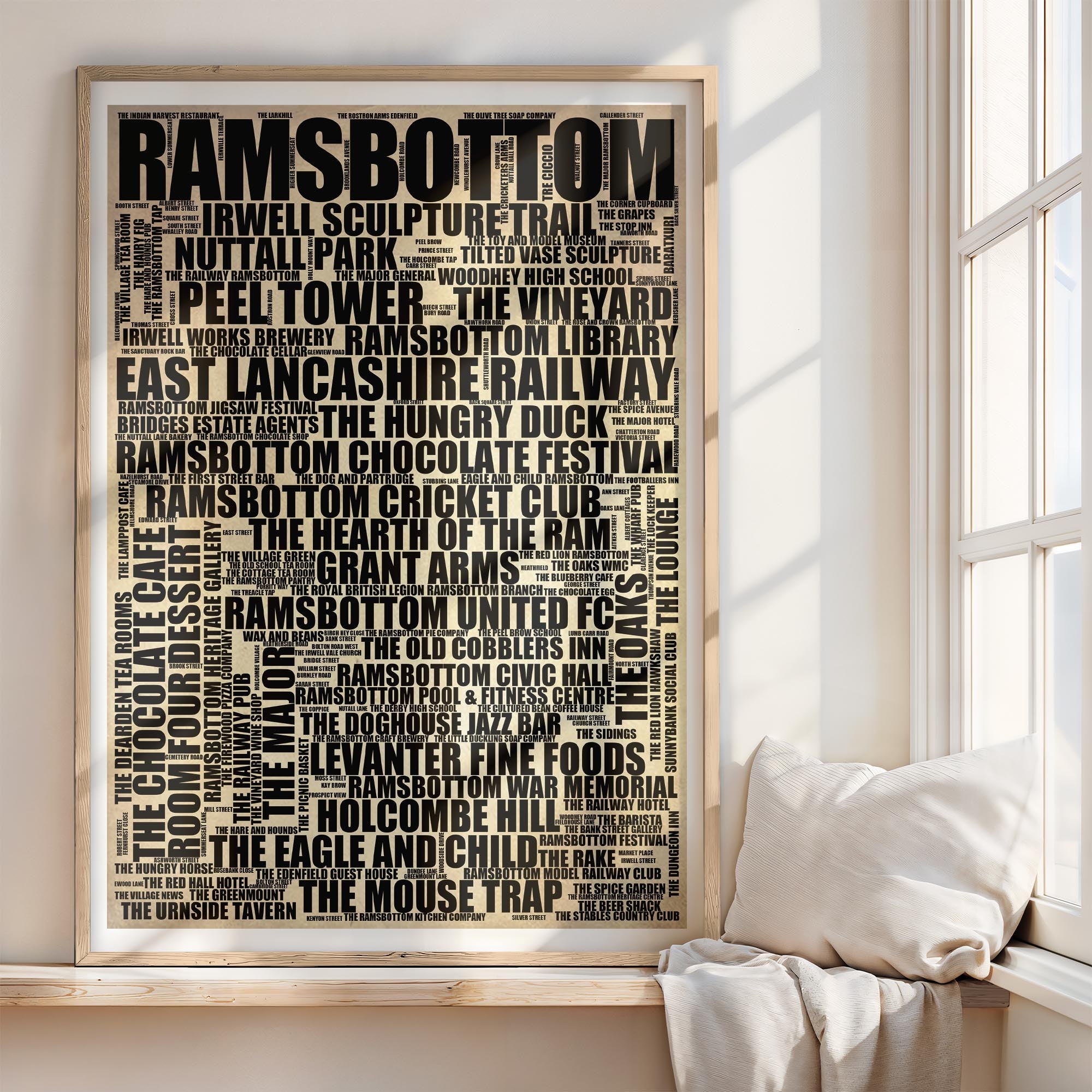 Ramsbottom - Premium Typographic Word Cloud Prints, Posters & Gifts