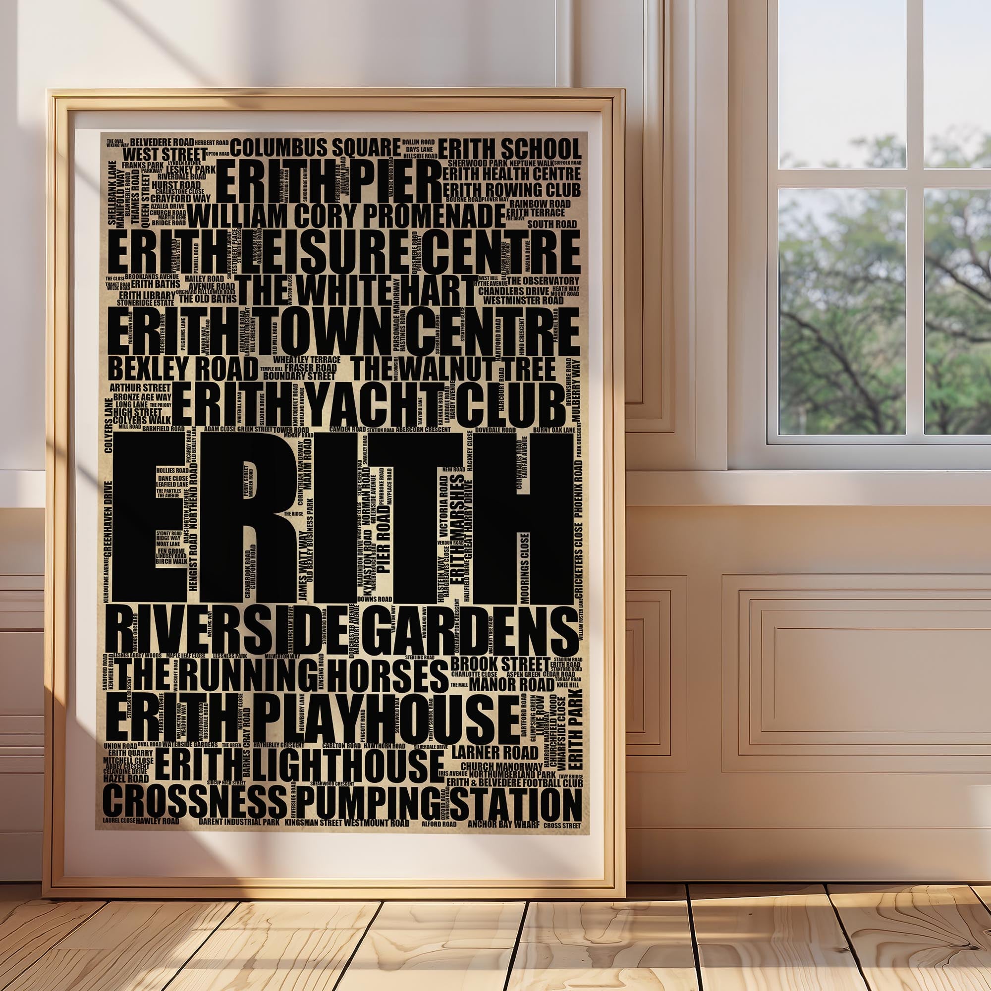 Erith - Premium Typographic Word Cloud Prints, Posters & Gifts