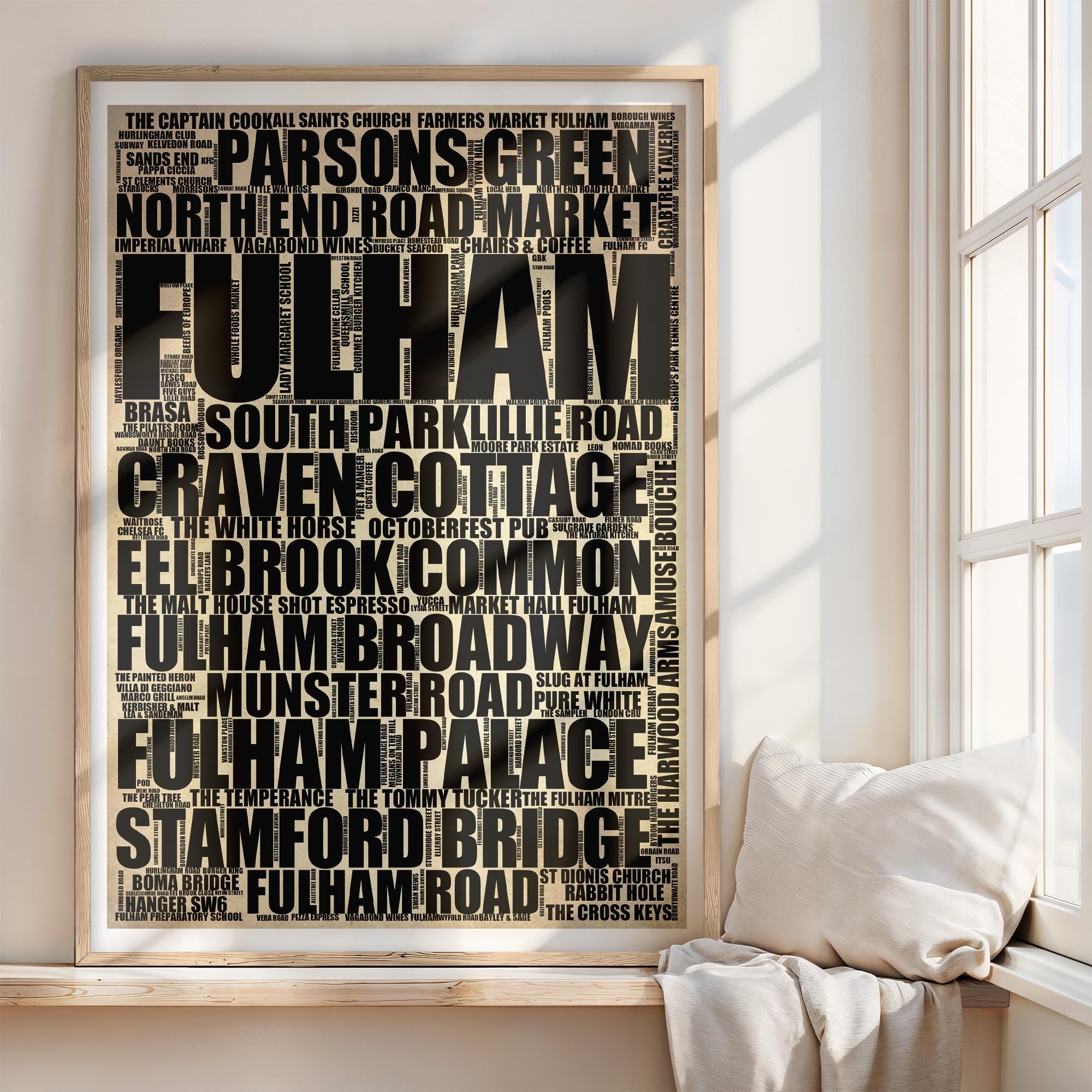 Fulham - Premium Typographic Word Cloud Prints, Posters & Gifts