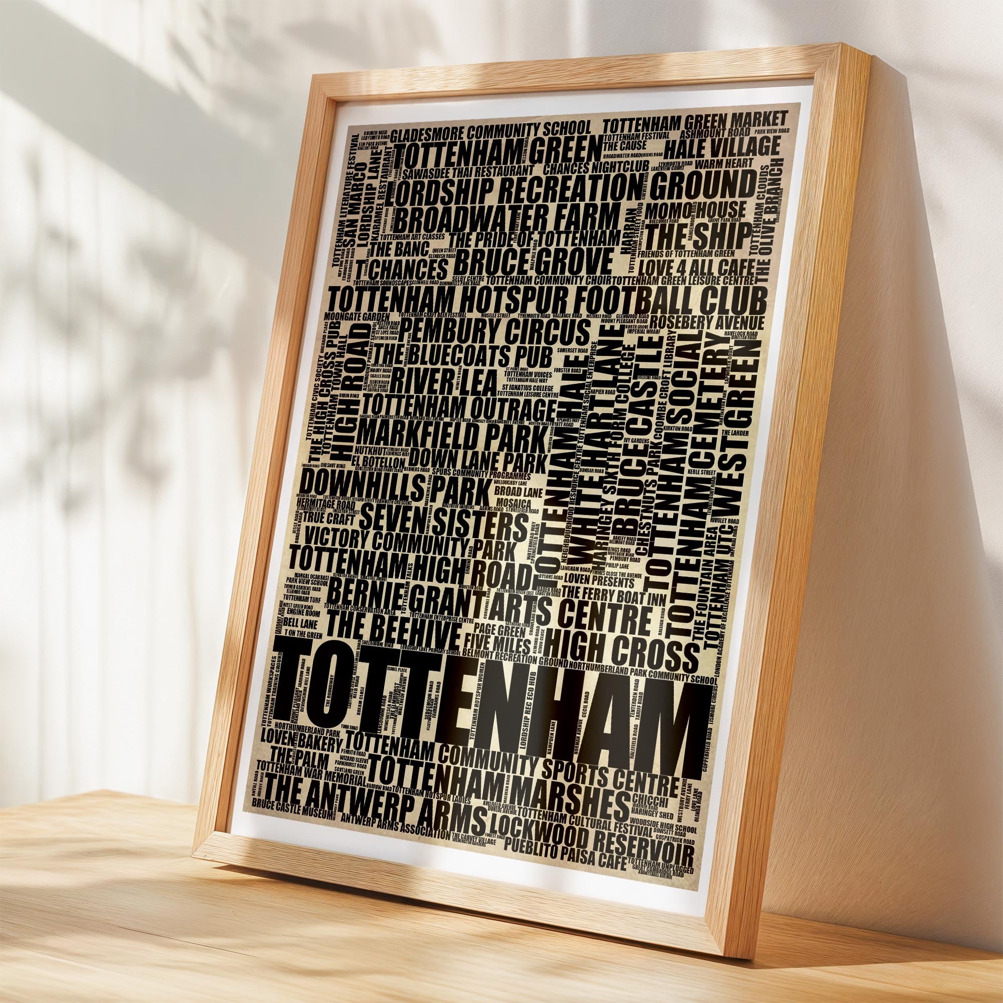 Tottenham - Premium Typographic Word Cloud Prints, Posters & Gifts