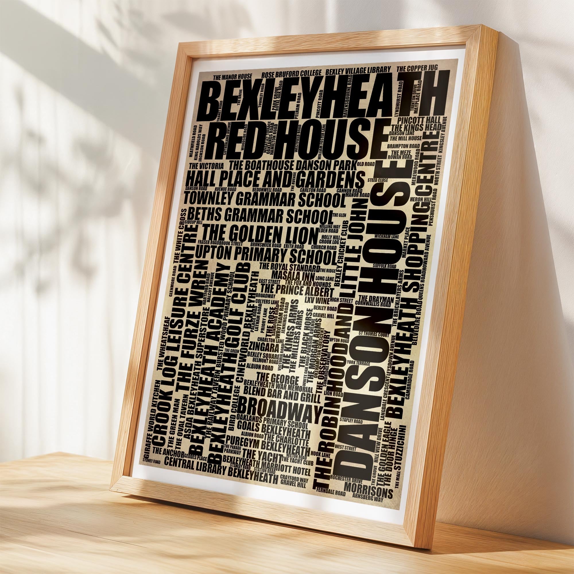 Bexleyheath - Premium Typographic Word Cloud Prints, Posters & Gifts