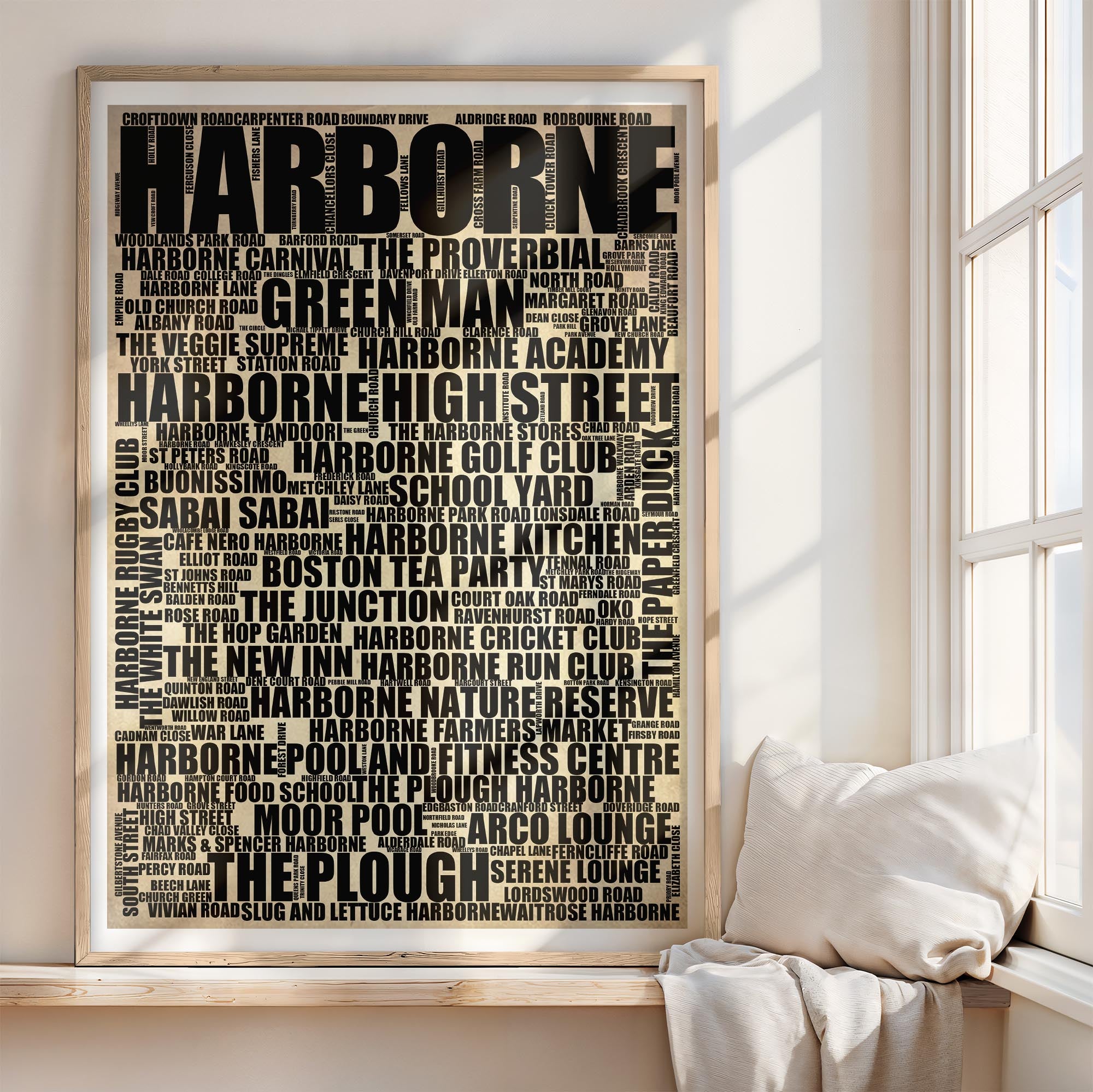 Harborne - Premium Typographic Word Cloud Prints, Posters & Gifts