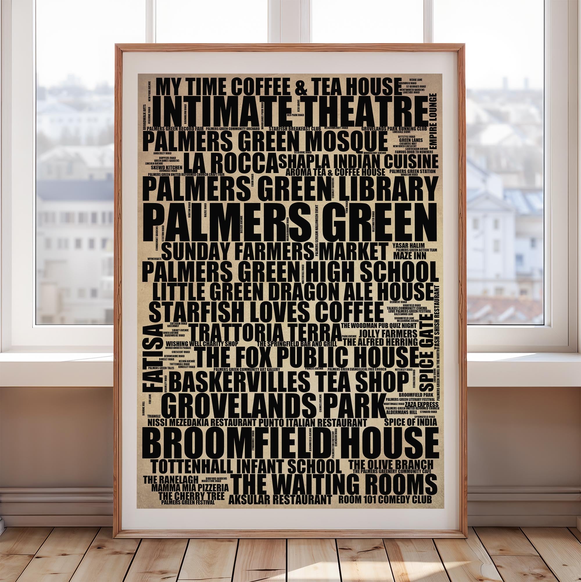 Palmers Green - Premium Typographic Word Cloud Prints, Posters & Gifts