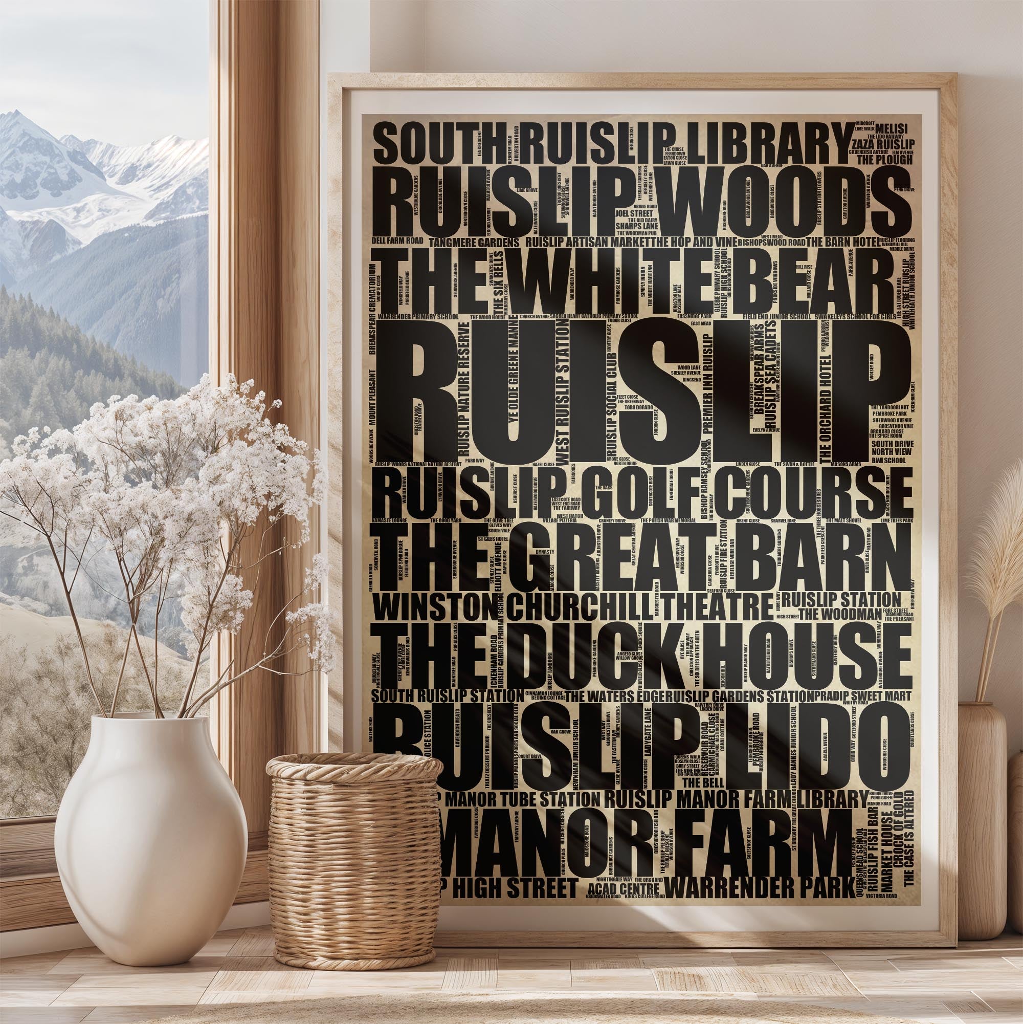 Ruislip - Premium Typographic Word Cloud Prints, Posters & Gifts