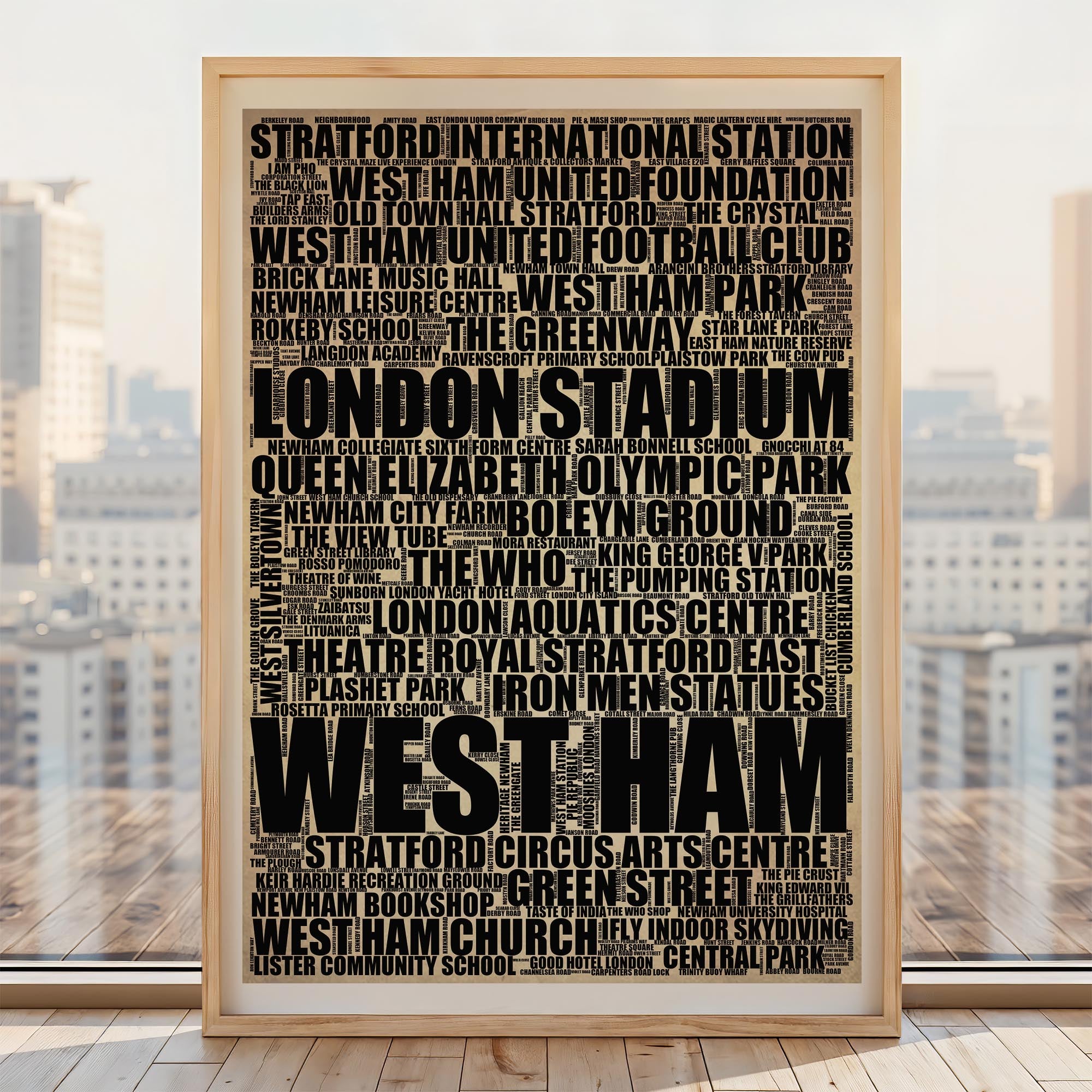 West Ham - Premium Typographic Word Cloud Prints, Posters & Gifts