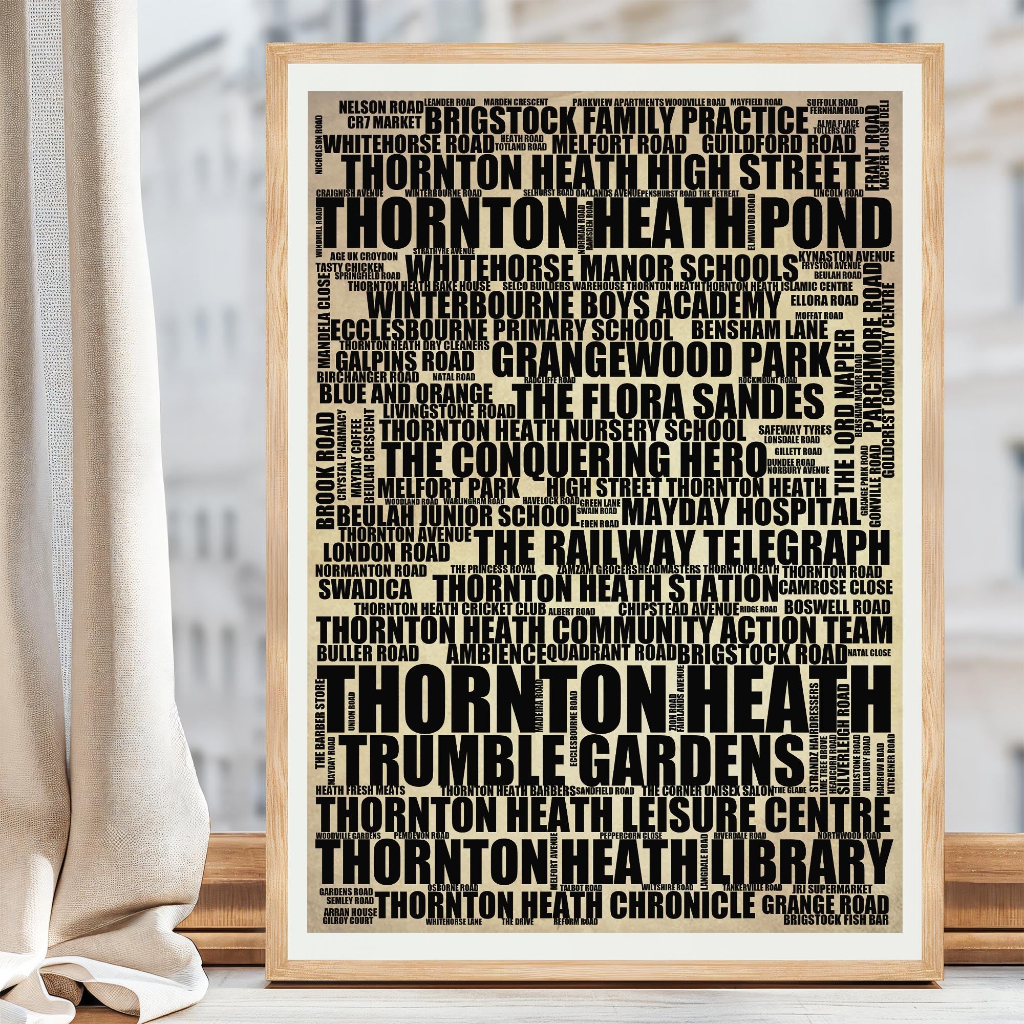 Thornton Heath - Premium Typographic Word Cloud Prints, Posters & Gifts