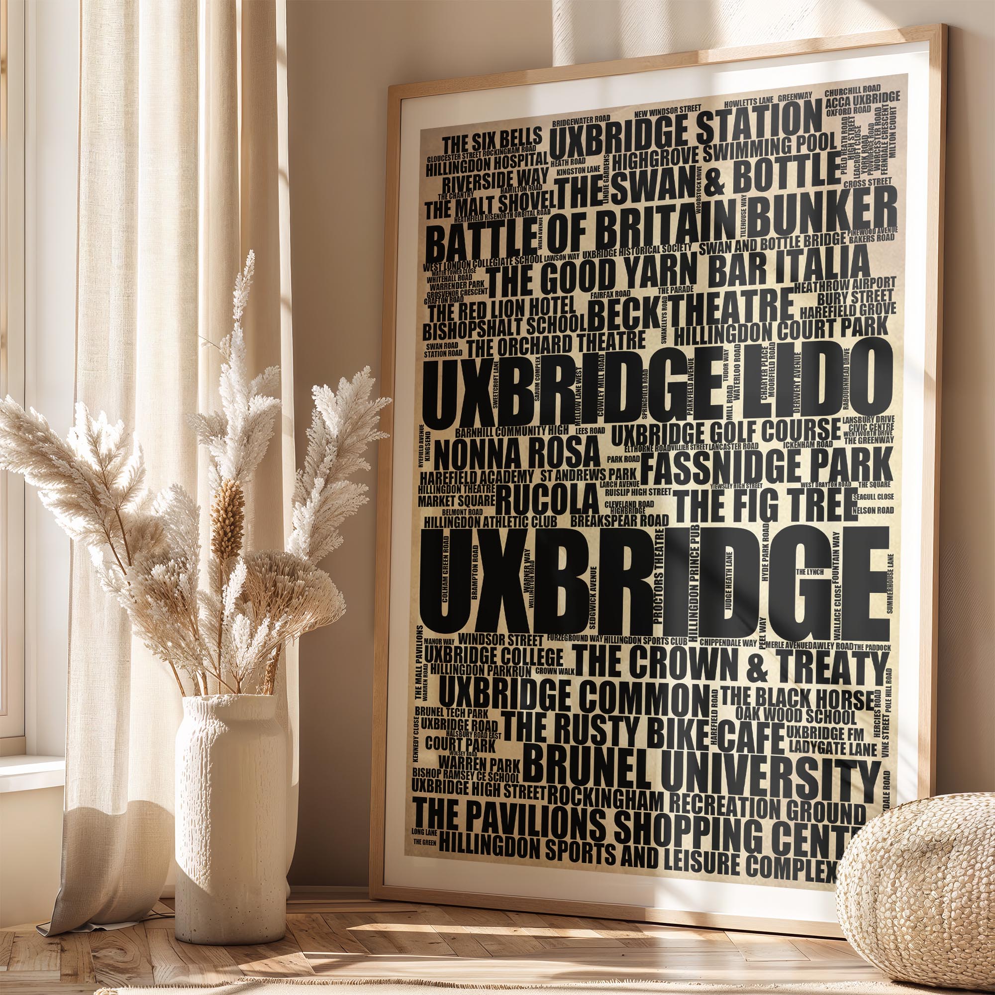 Uxbridge - Premium Typographic Word Cloud Prints, Posters & Gifts