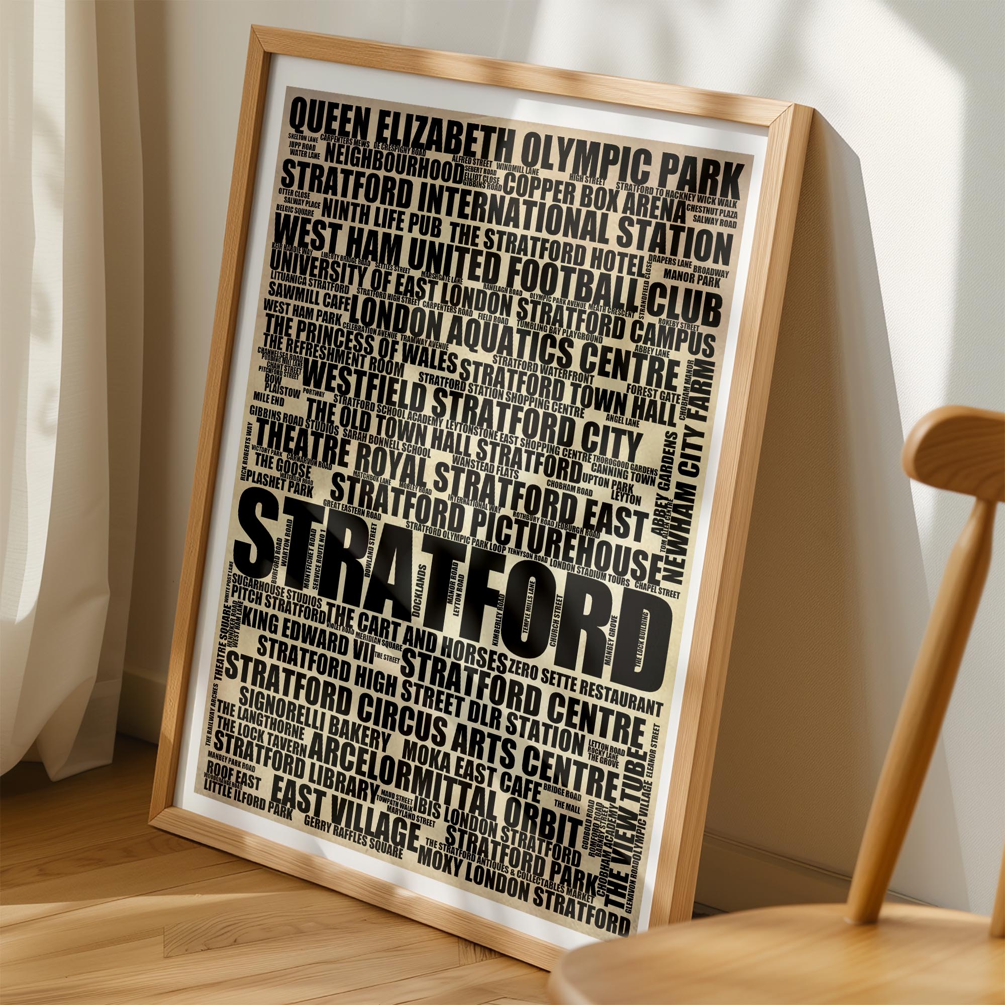 Stratford - Premium Typographic Word Cloud Prints, Posters & Gifts