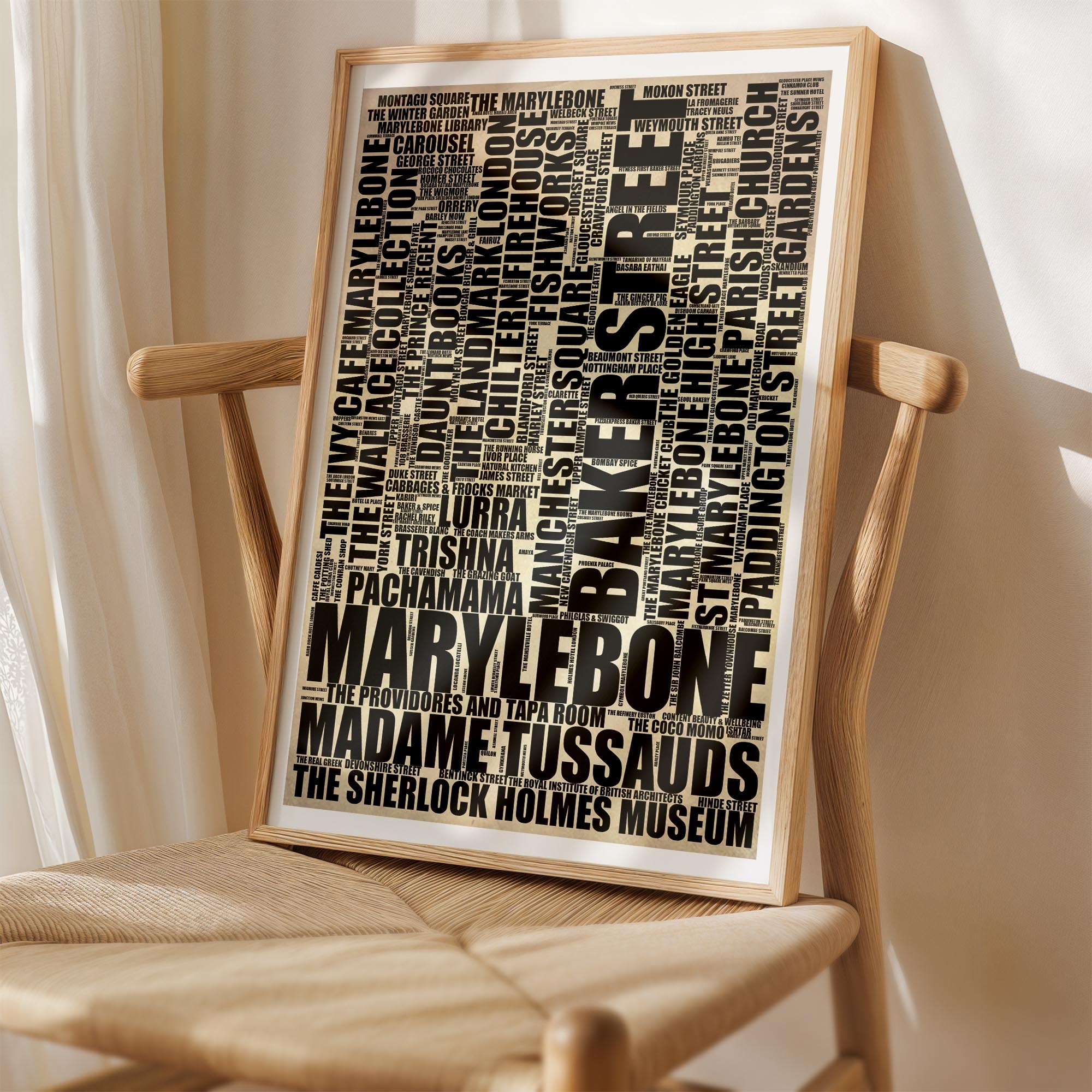 Marylebone - Premium Typographic Word Cloud Prints, Posters & Gifts