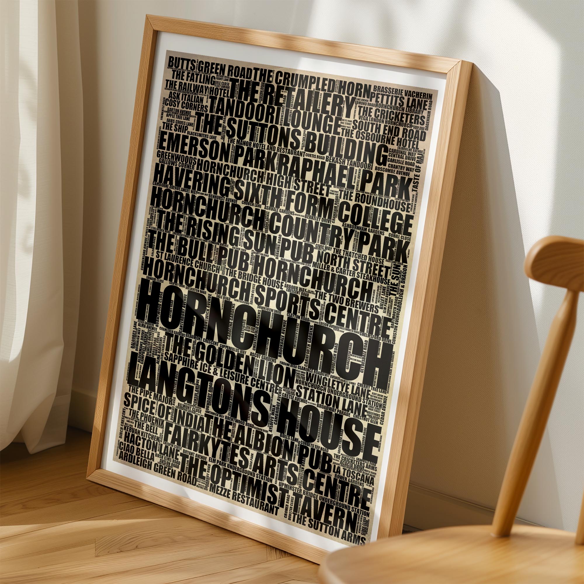 Hornchurch - Premium Typographic Word Cloud Prints, Posters & Gifts