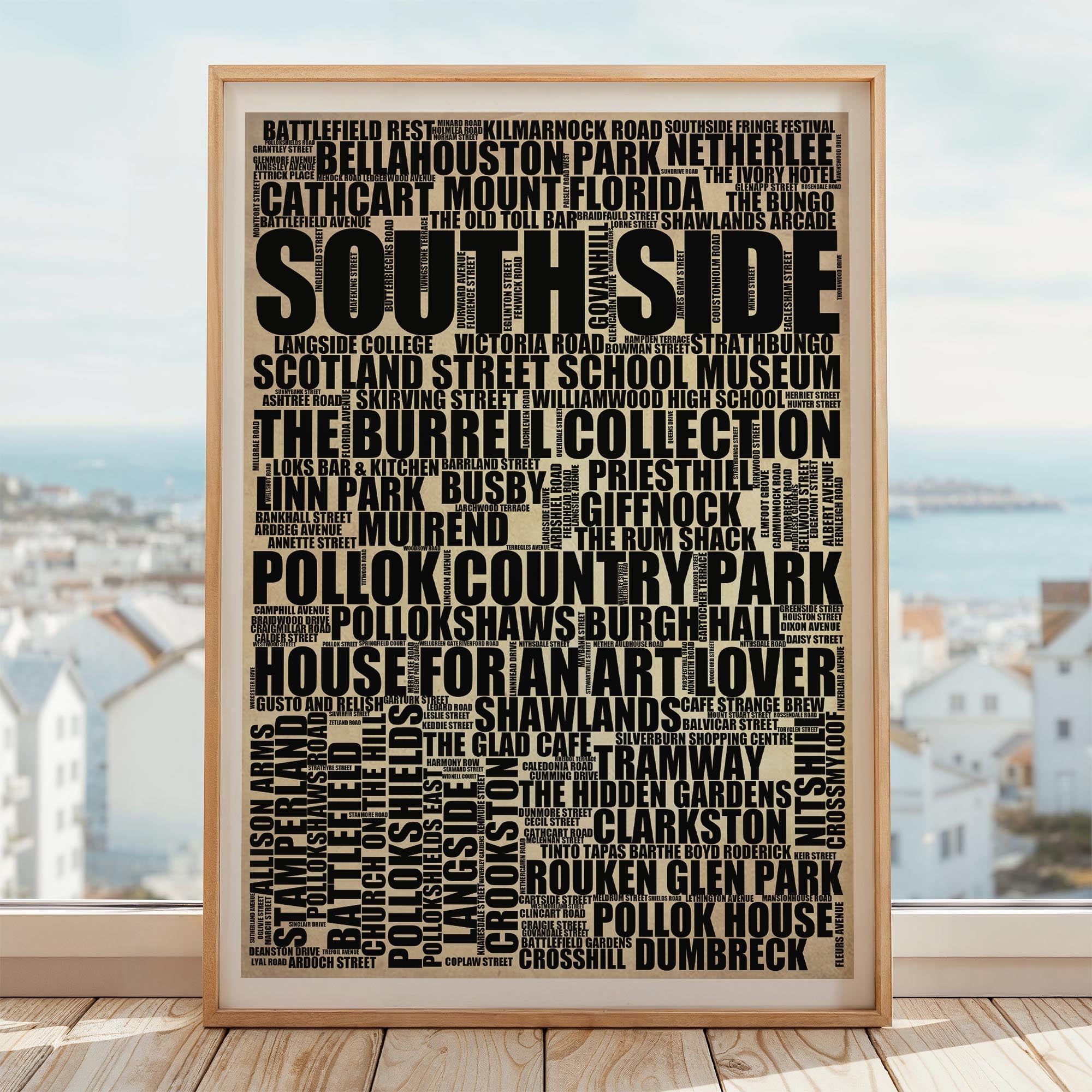 South Side - Premium Typographic Word Cloud Prints, Posters & Gifts