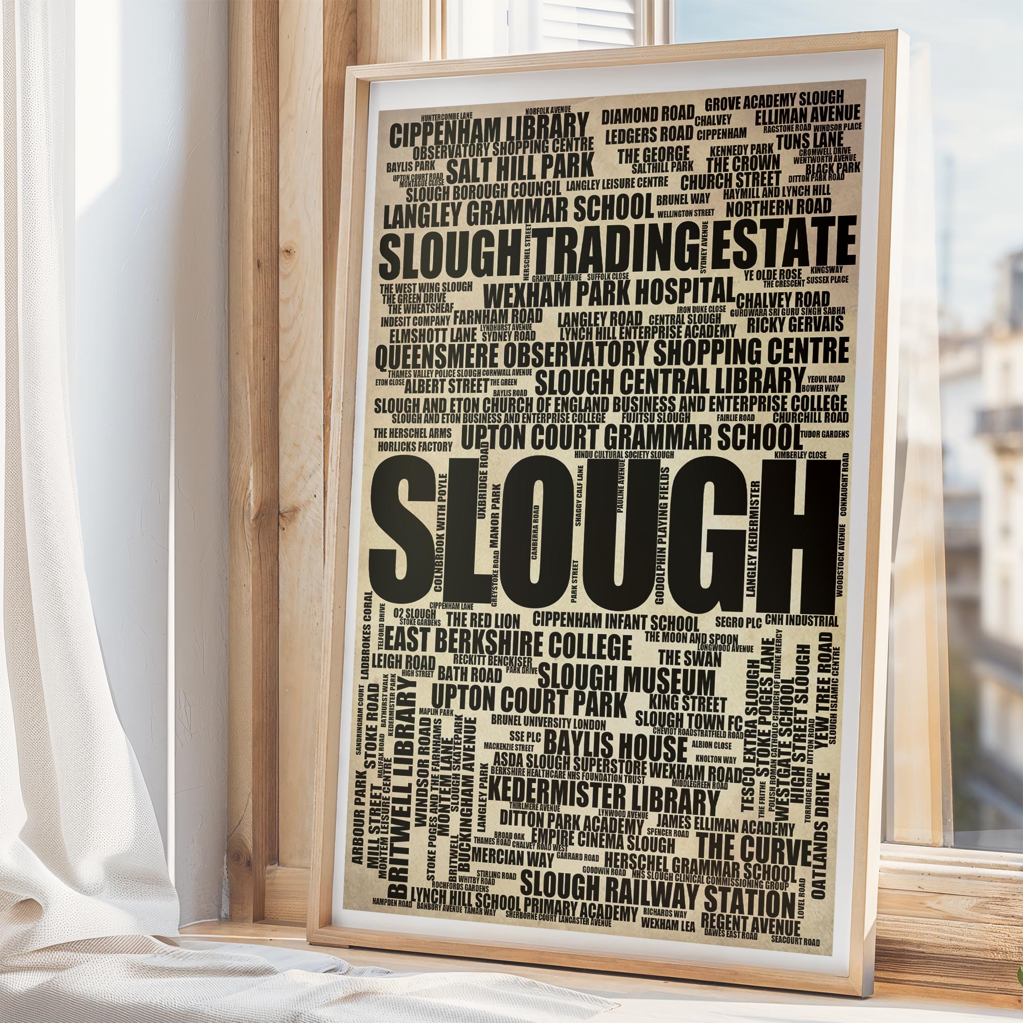 Slough - Premium Typographic Word Cloud Prints, Posters & Gifts