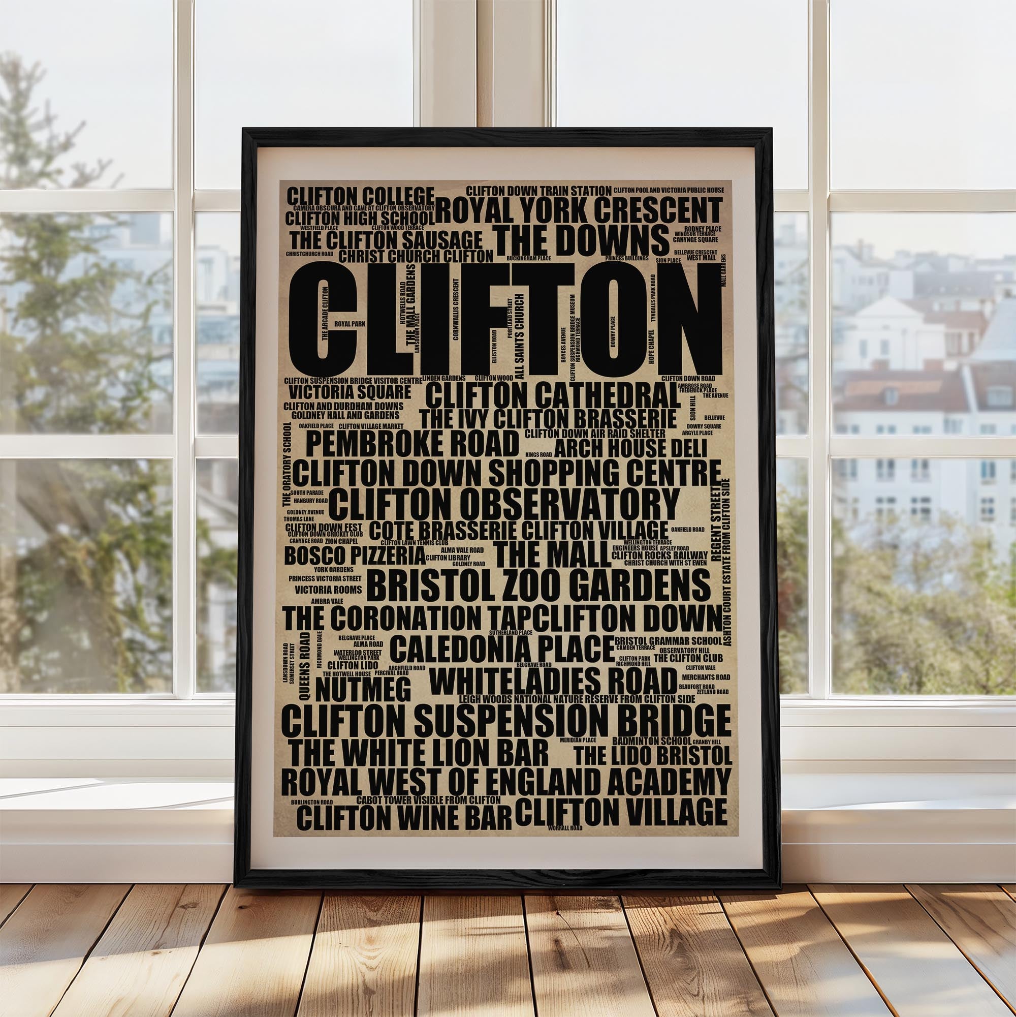 Clifton - Premium Typographic Word Cloud Prints, Posters & Gifts