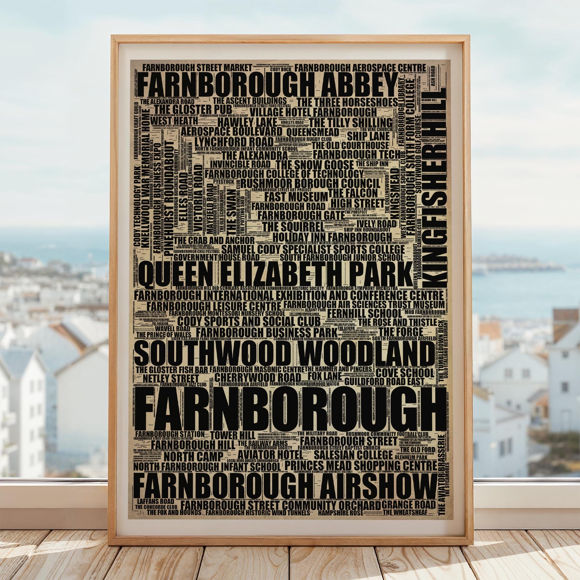 Farnborough - Premium Typographic Word Cloud Prints, Posters & Gifts