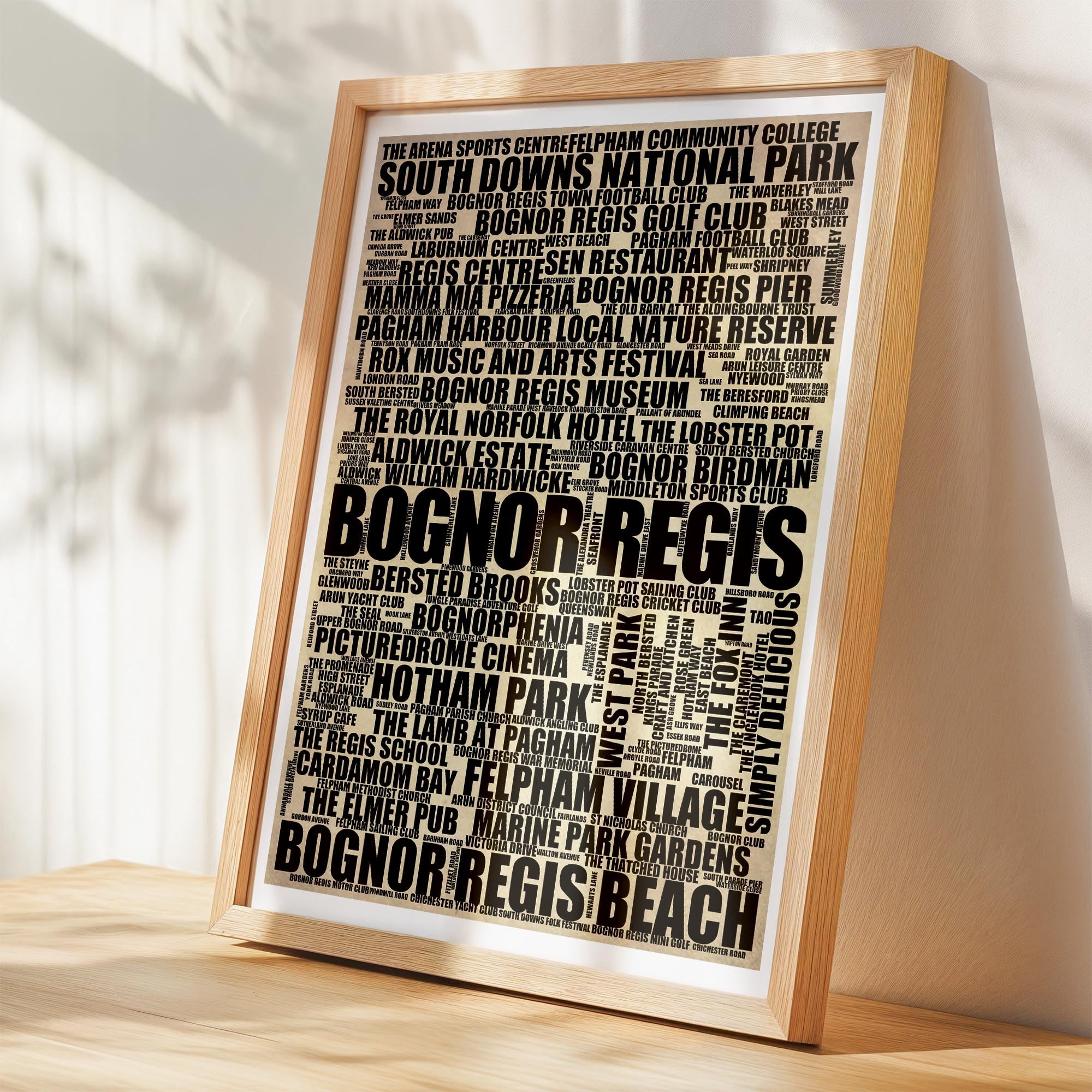 Bognor Regis - Premium Typographic Word Cloud Prints, Posters & Gifts