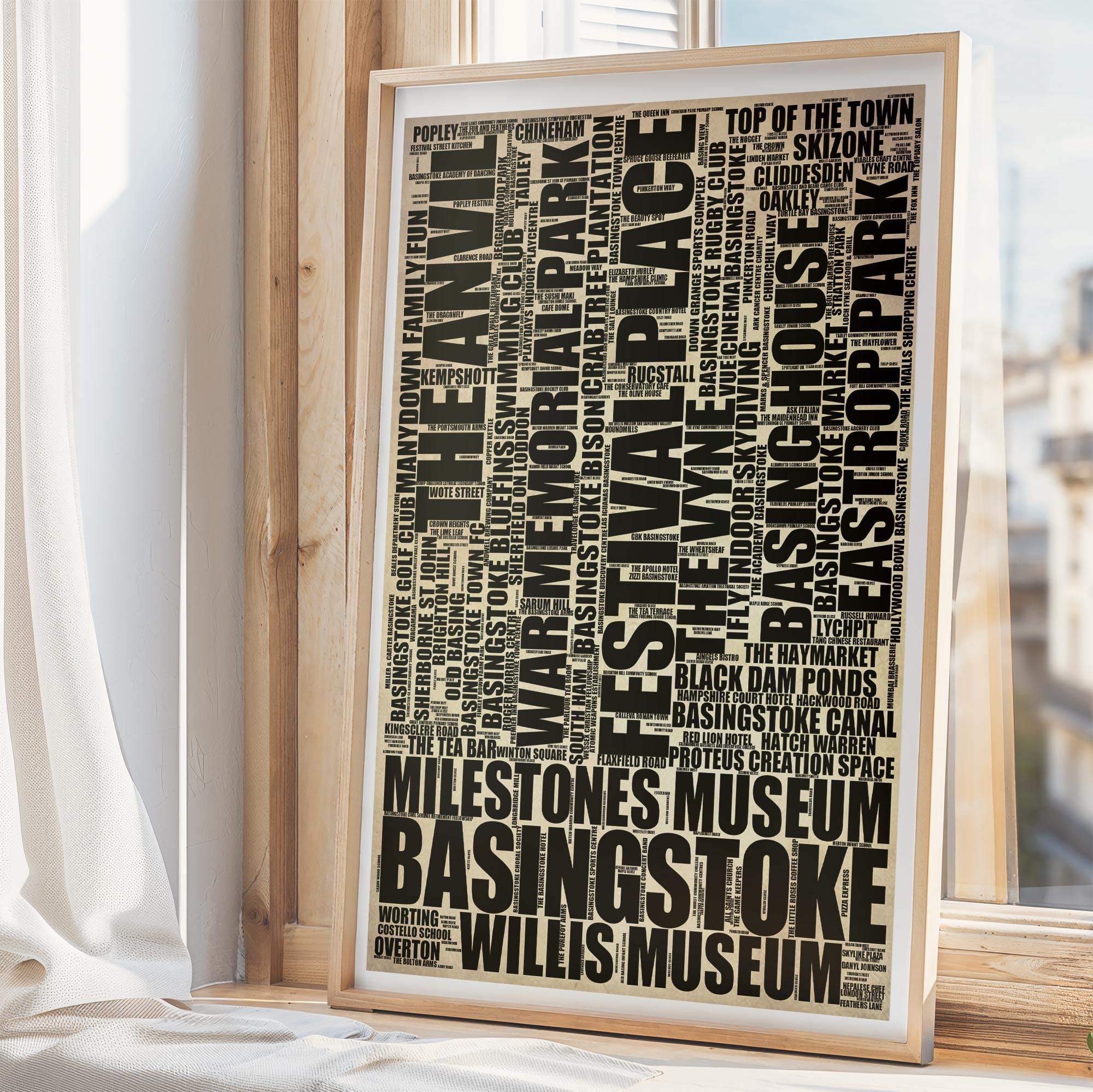 Basingstoke - Premium Typographic Word Cloud Prints, Posters & Gifts