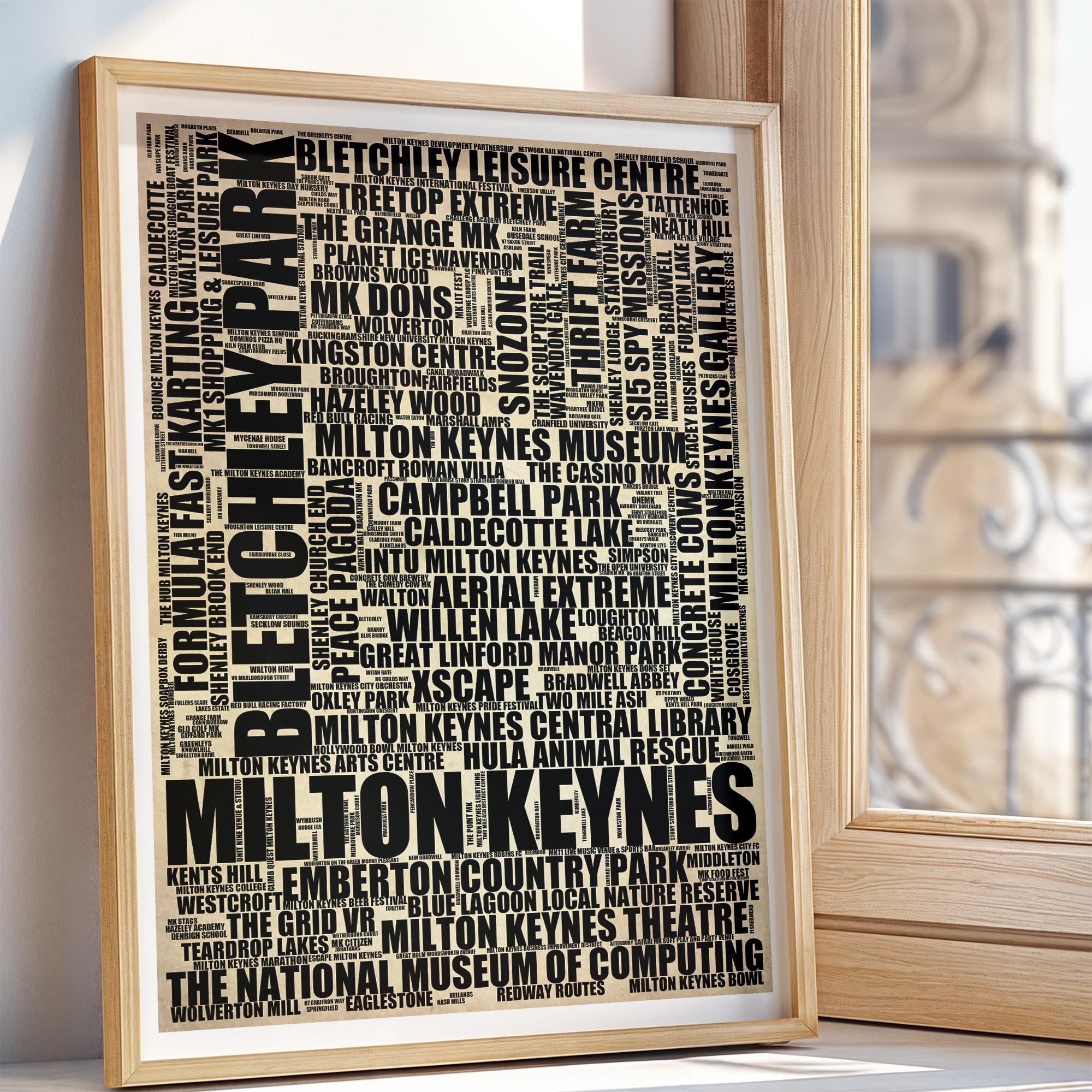 Milton Keynes - Premium Typographic Word Cloud Prints, Posters & Gifts