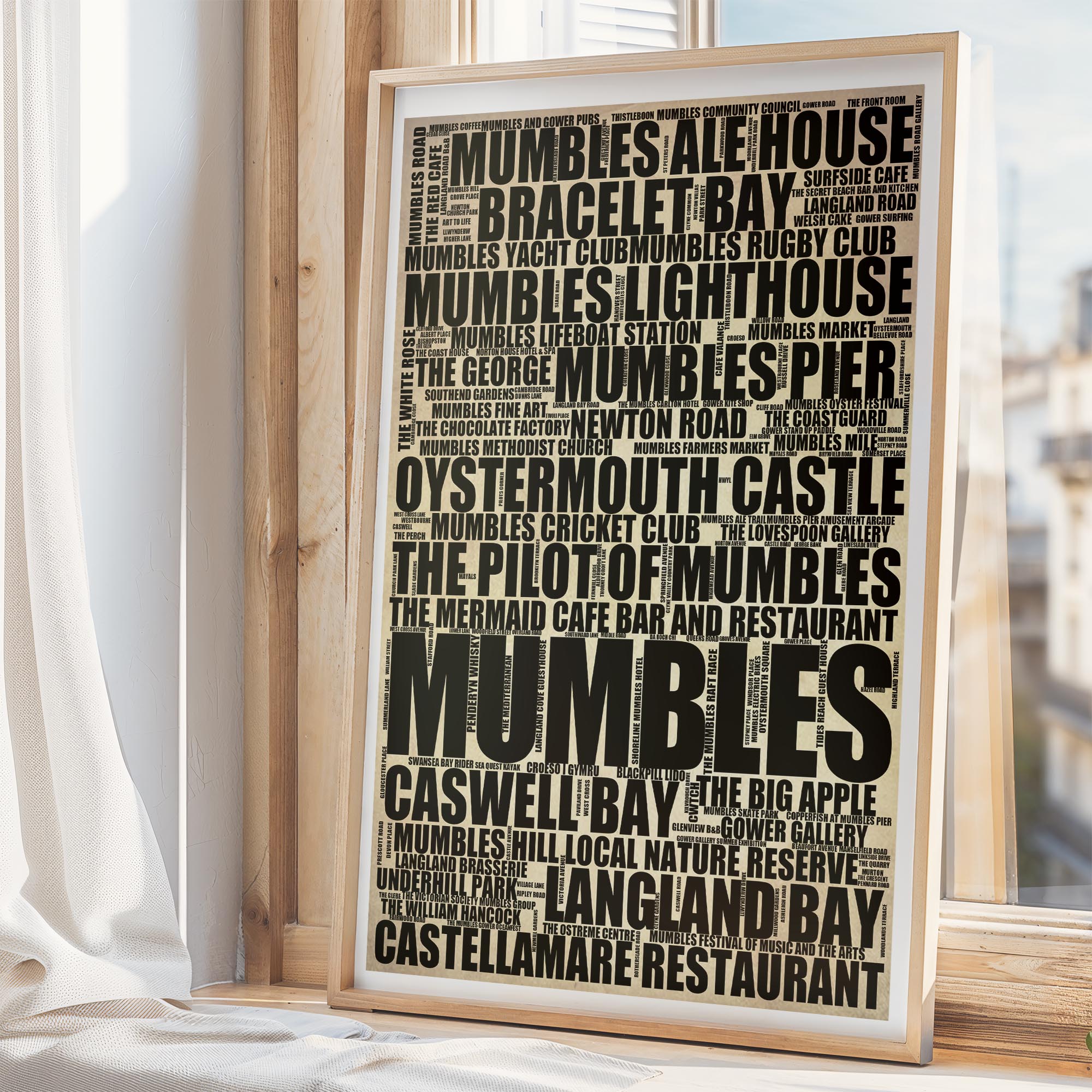 Mumbles - Premium Typographic Word Cloud Prints, Posters & Gifts