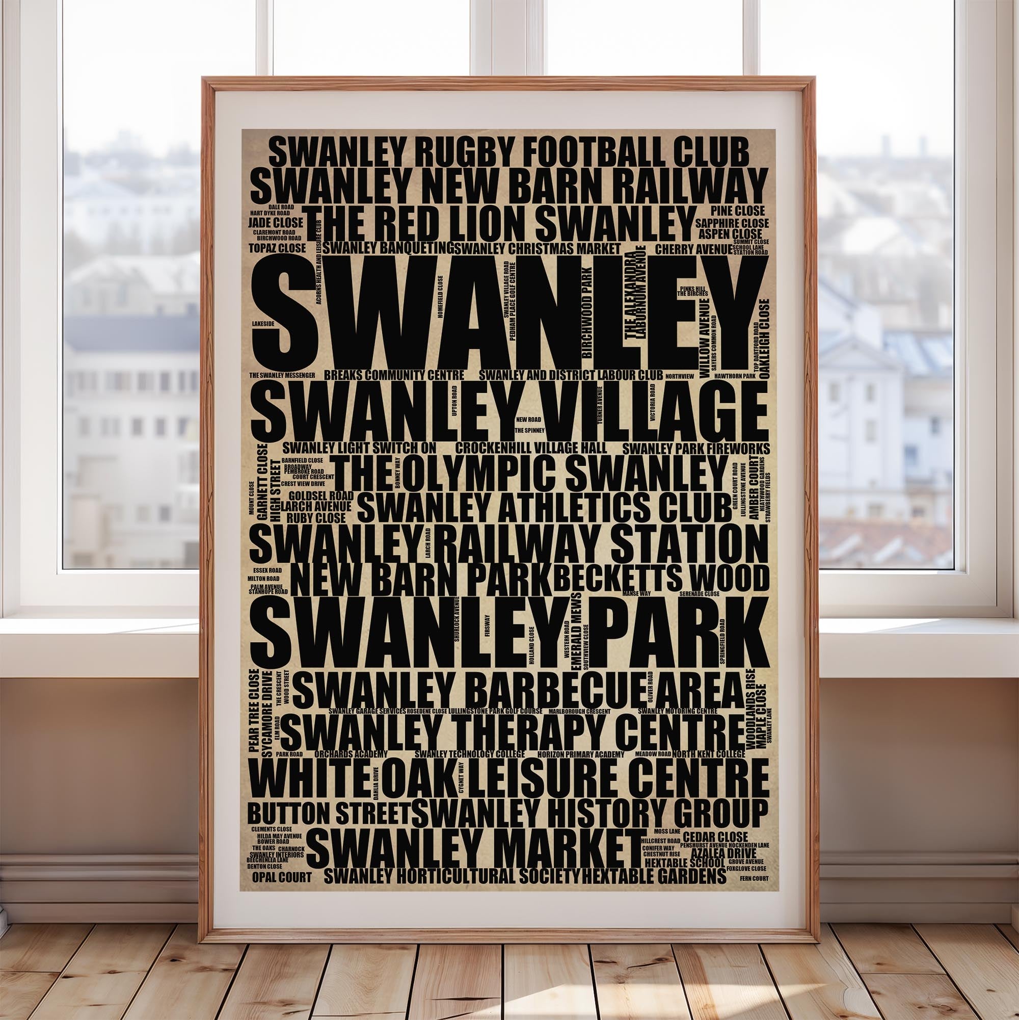 Swanley - Premium Typographic Word Cloud Prints, Posters & Gifts