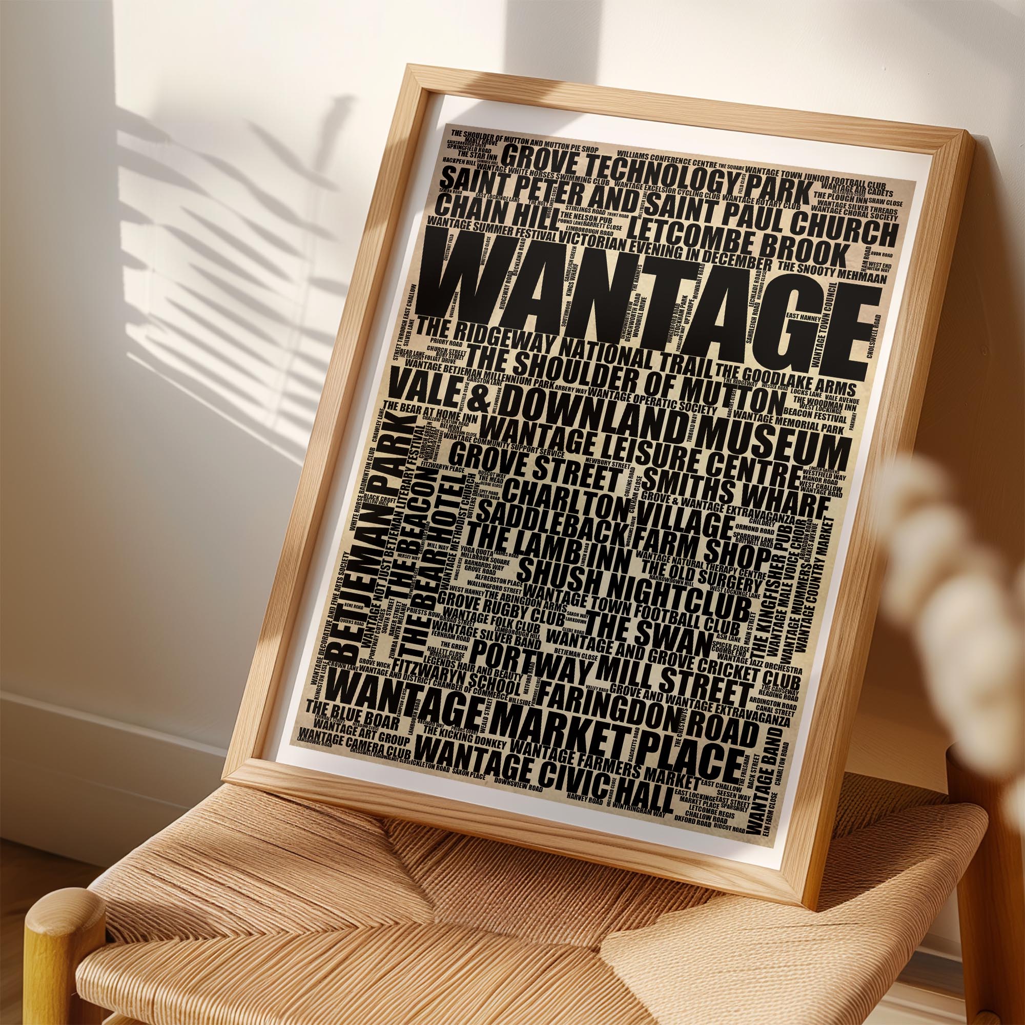 Wantage - Premium Typographic Word Cloud Prints, Posters & Gifts