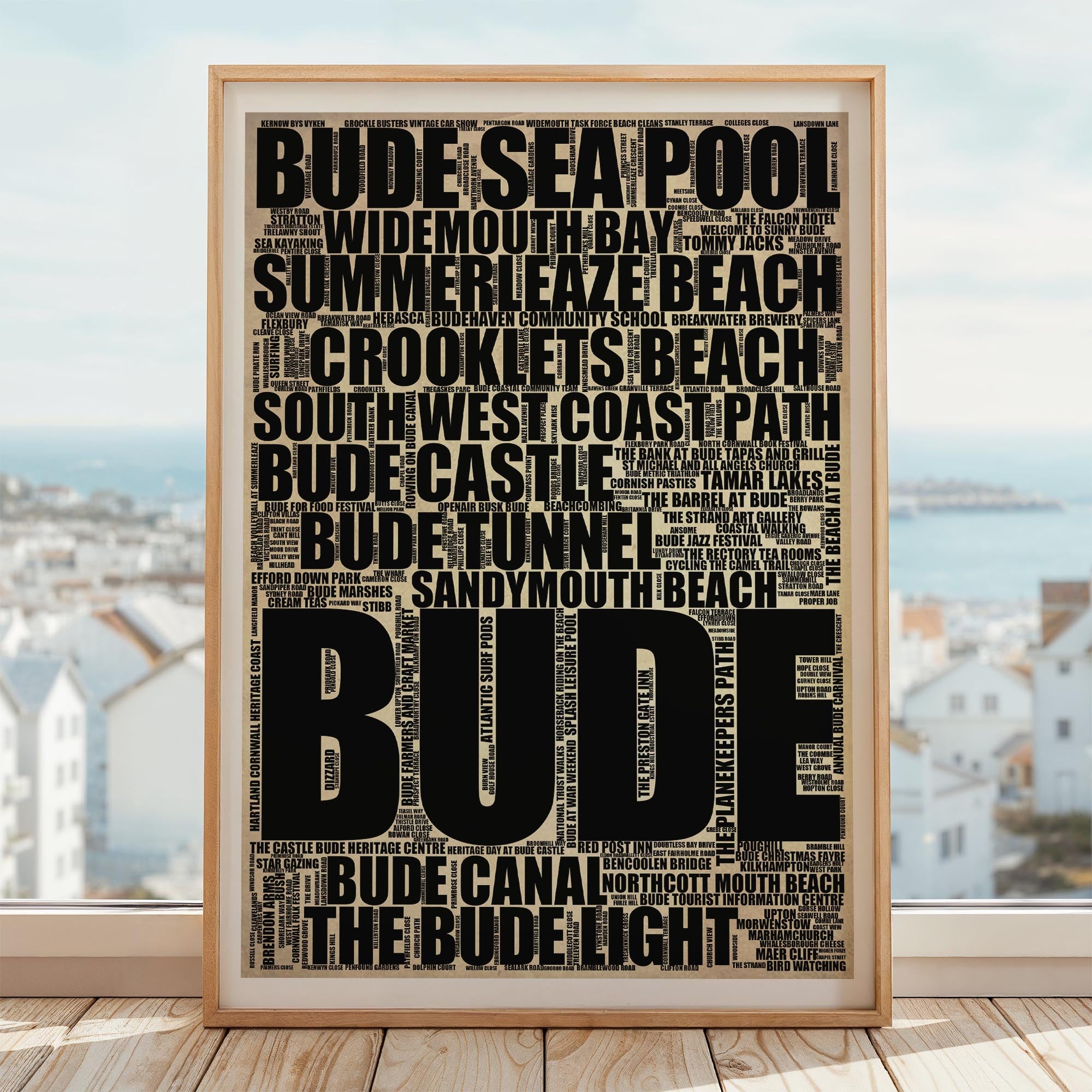 Bude - Premium Typographic Word Cloud Prints, Posters & Gifts