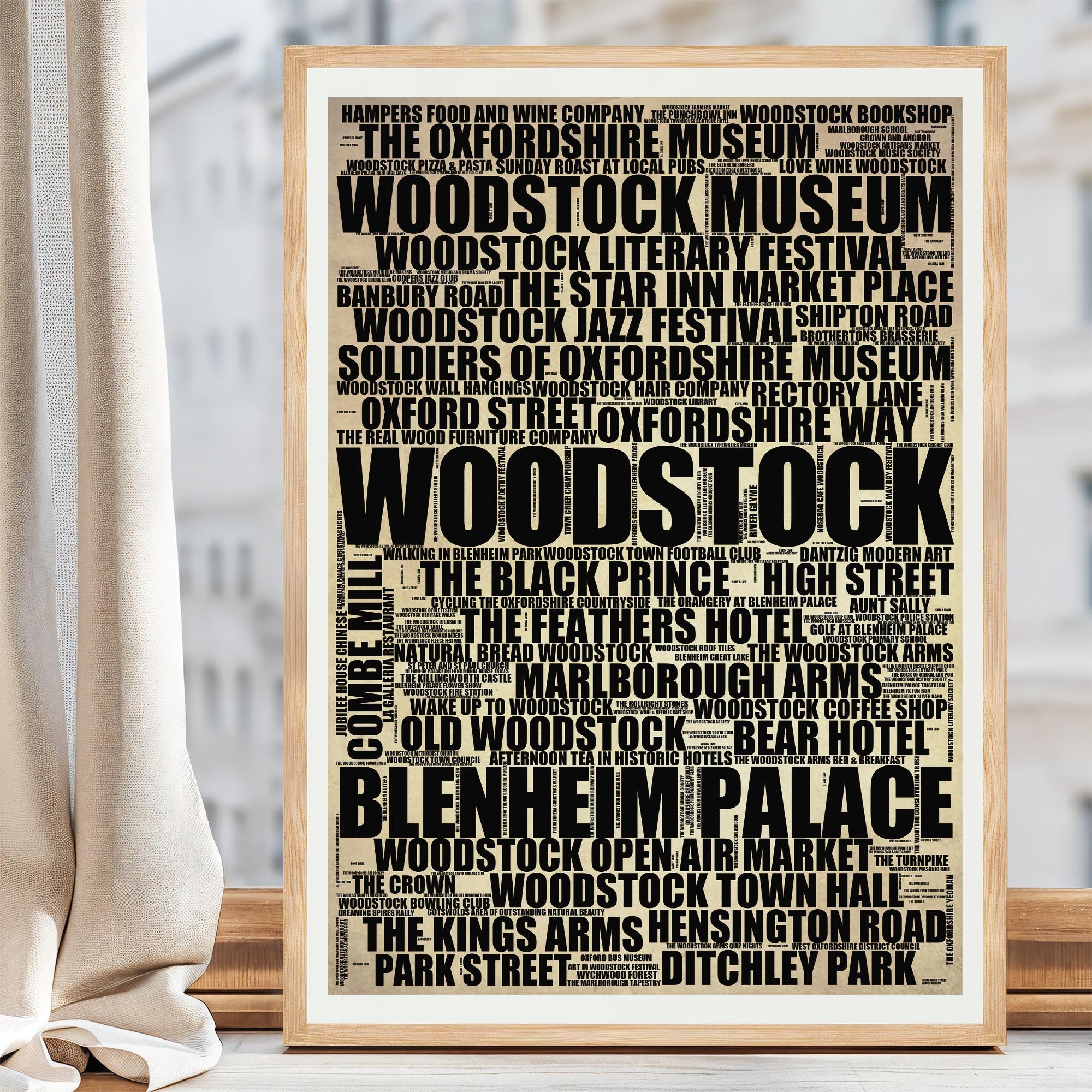 Woodstock - Premium Typographic Word Cloud Prints, Posters & Gifts