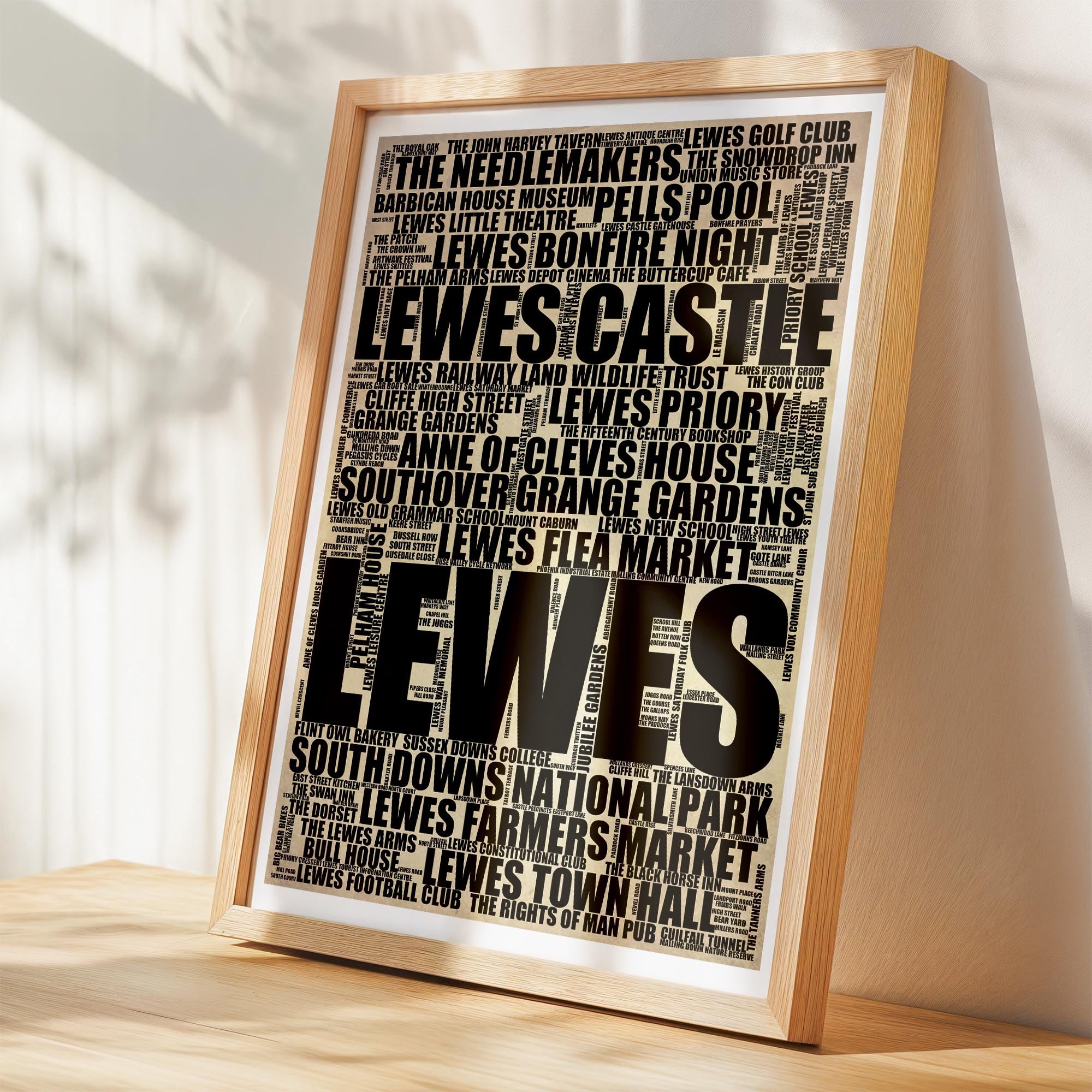 Lewes - Premium Typographic Word Cloud Prints, Posters & Gifts