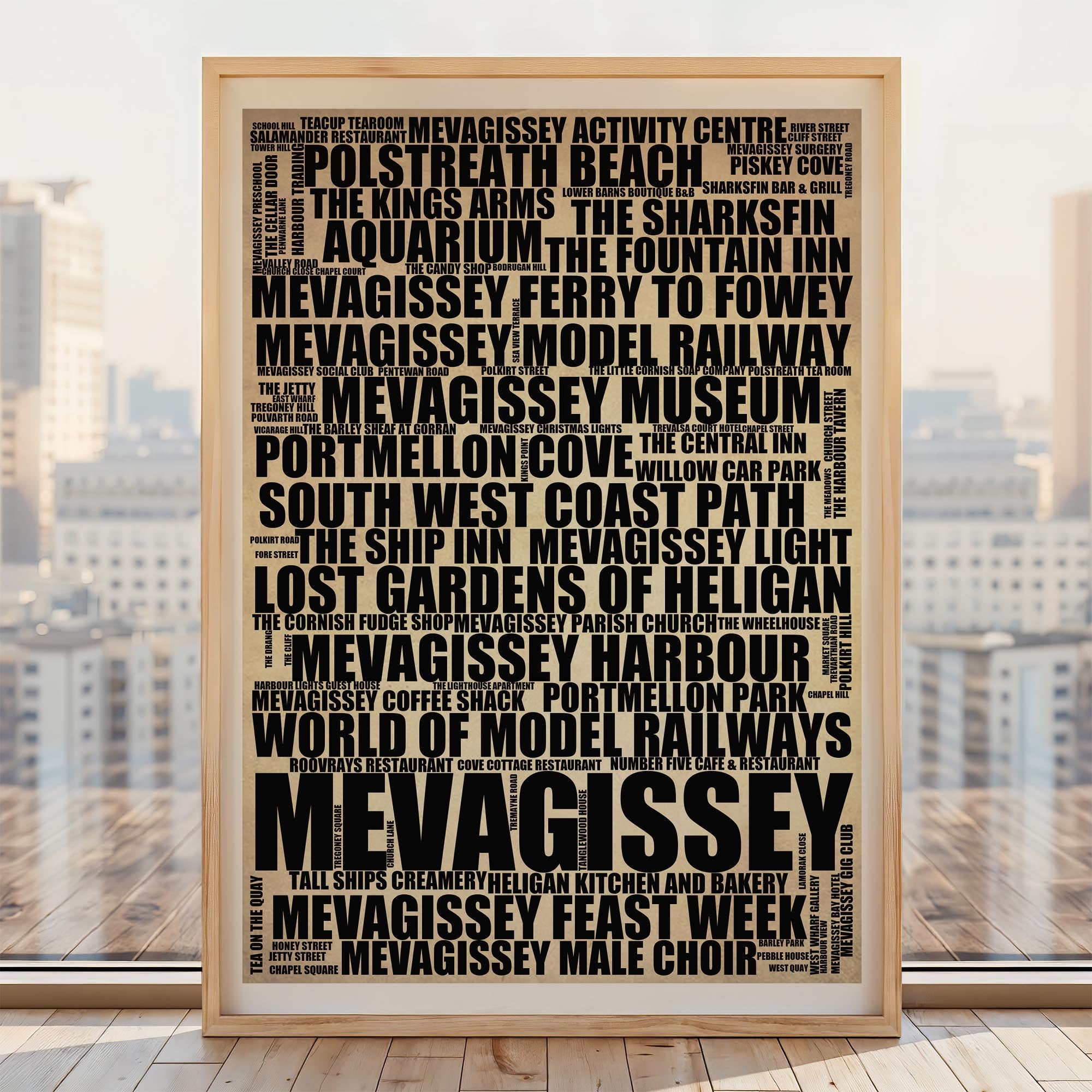 Mevagissey - Premium Typographic Word Cloud Prints, Posters & Gifts