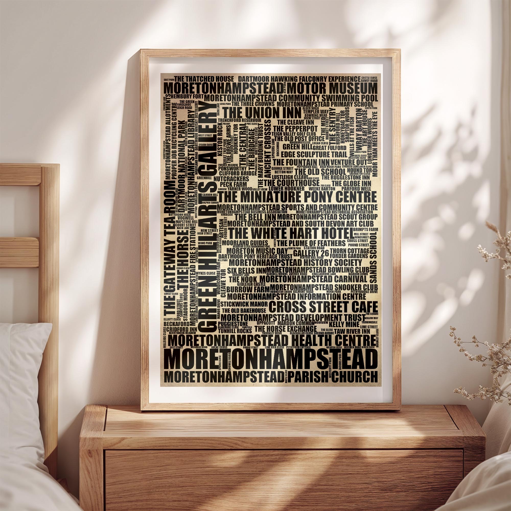 Moretonhampstead - Premium Typographic Word Cloud Prints, Posters & Gifts