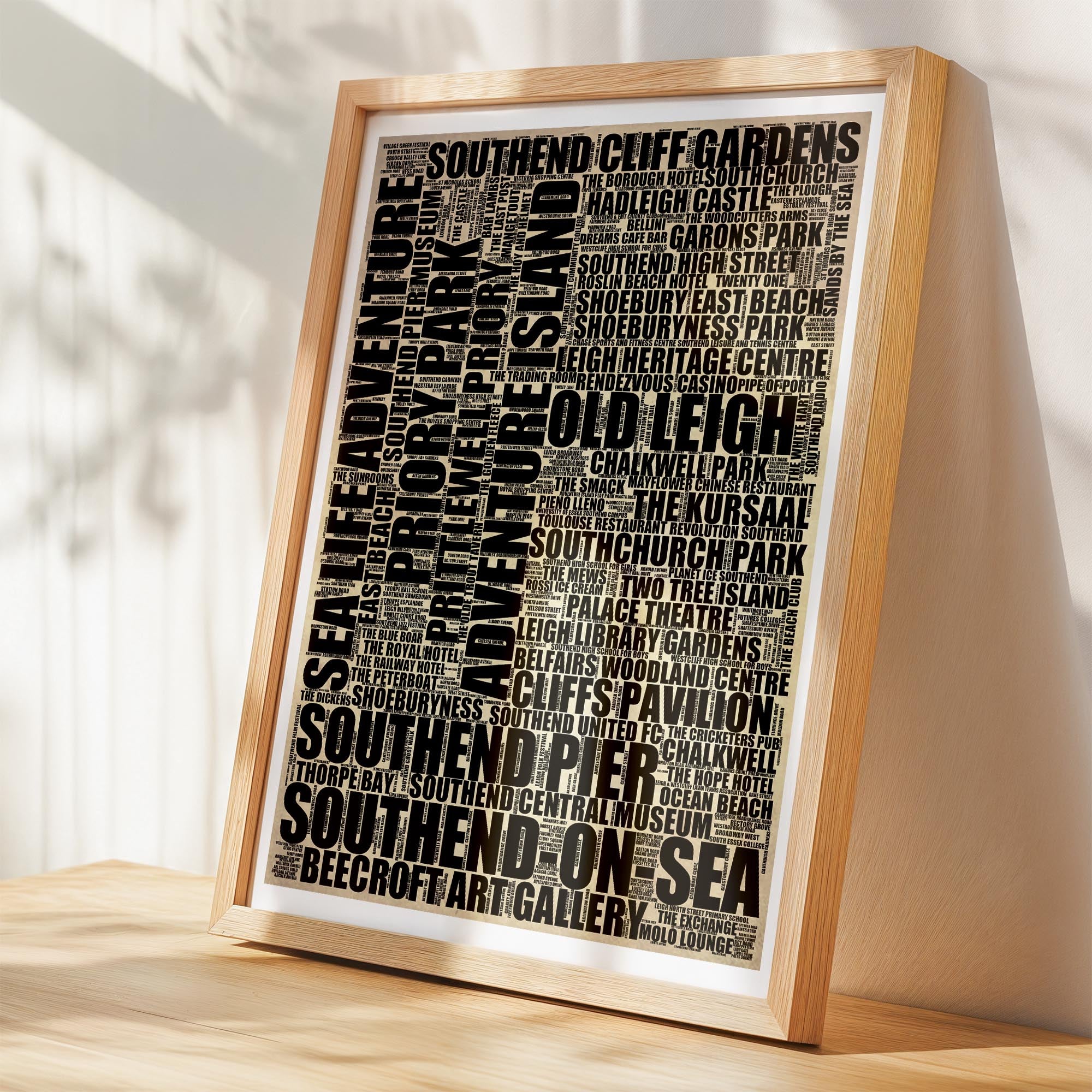 Southend-on-Sea - Premium Typographic Word Cloud Prints, Posters & Gifts