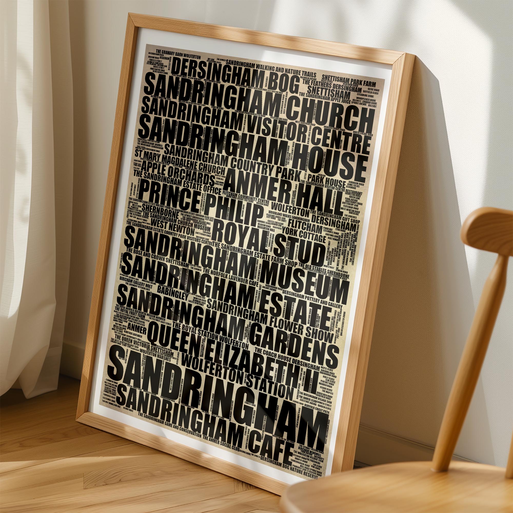 Sandringham - Premium Typographic Word Cloud Prints, Posters & Gifts