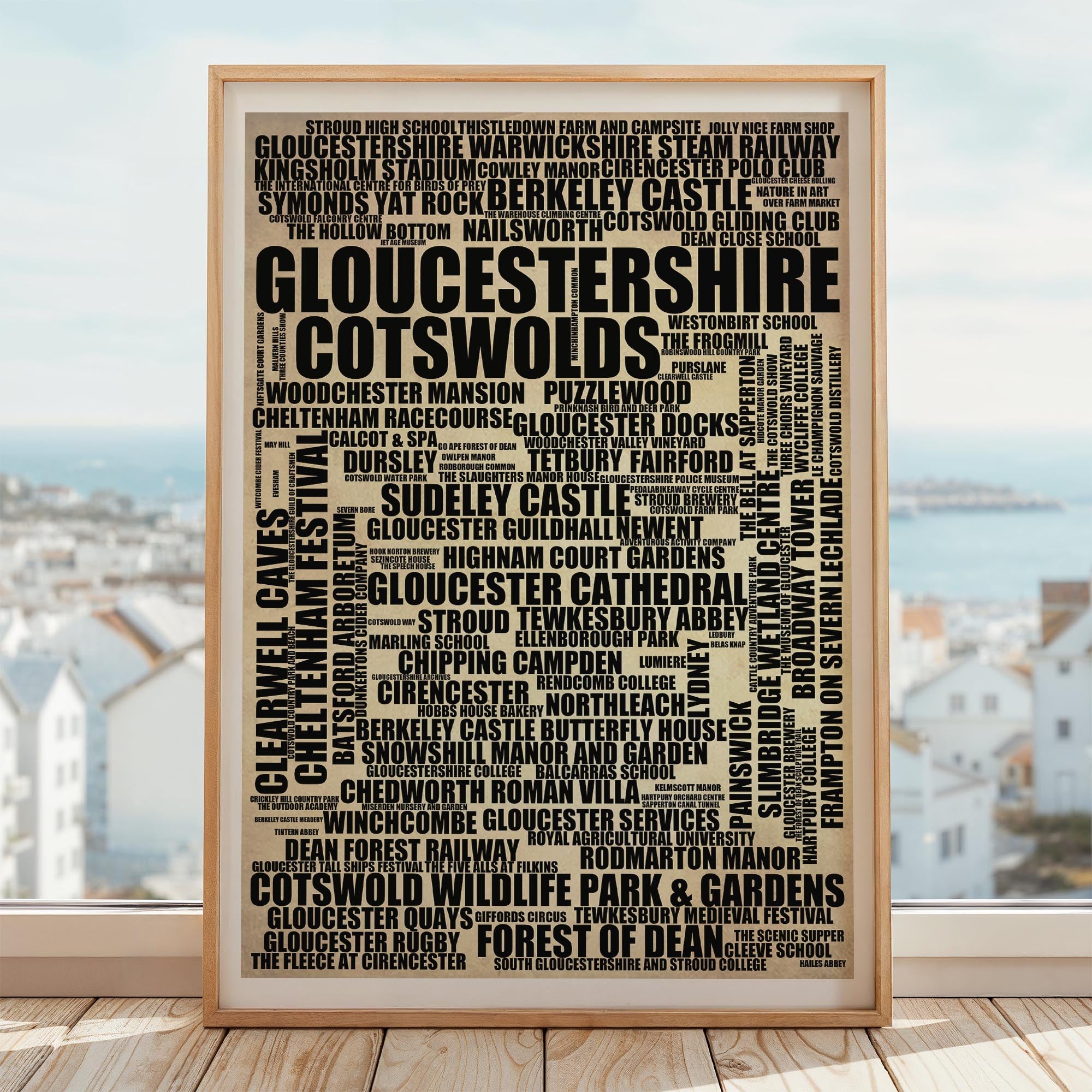 Gloucestershire - Premium Typographic Word Cloud Prints, Posters & Gifts