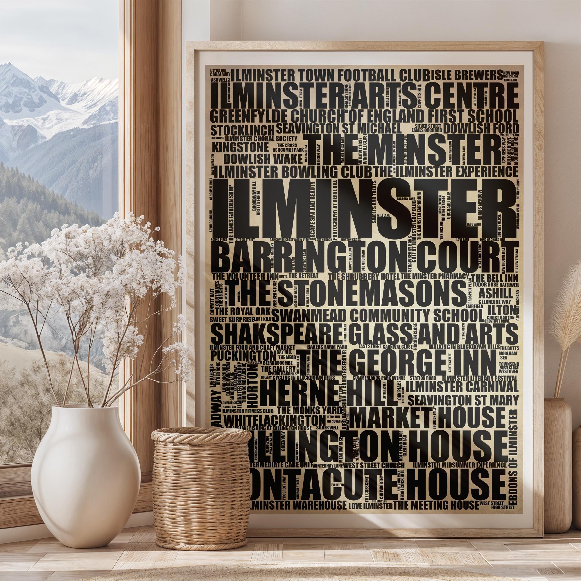 Ilminster - Premium Typographic Word Cloud Prints, Posters & Gifts