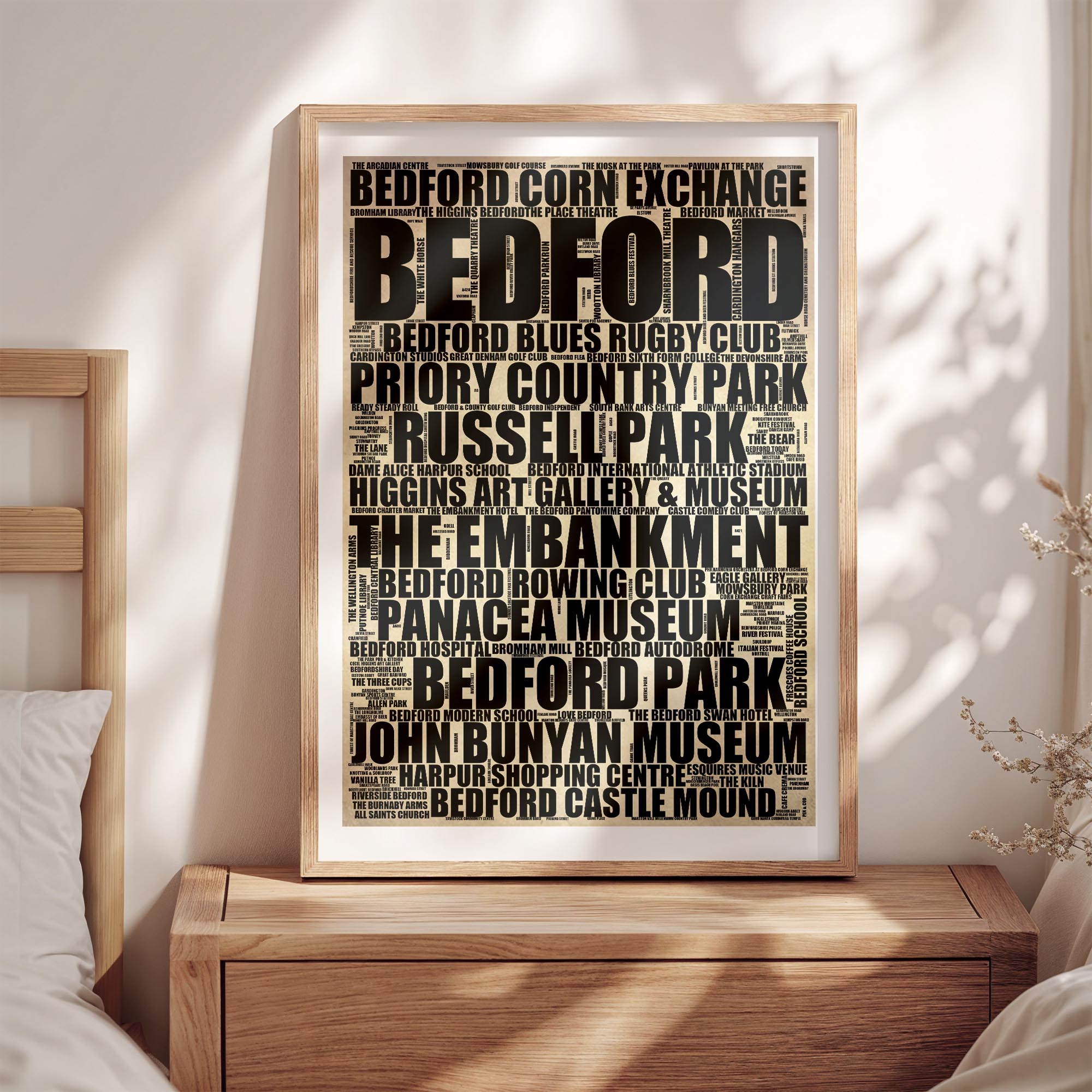 Bedford - Premium Typographic Word Cloud Prints, Posters & Gifts