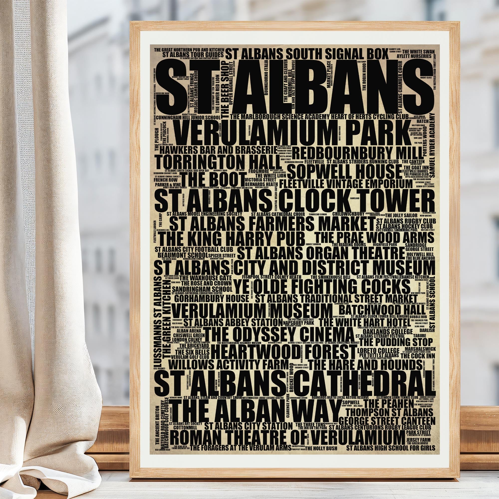 St Albans - Premium Typographic Word Cloud Prints, Posters & Gifts