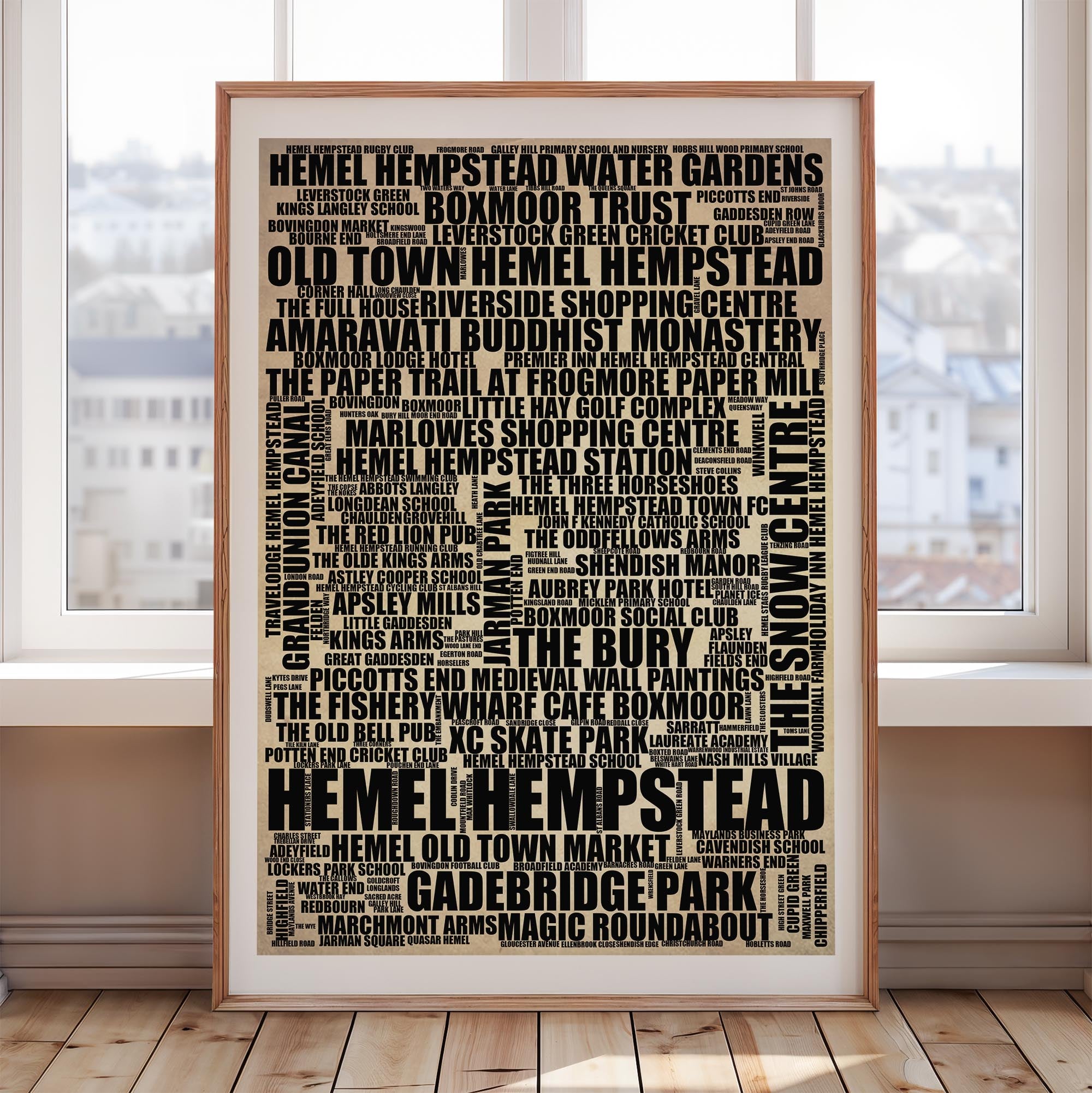Hemel Hempstead - Premium Typographic Word Cloud Prints, Posters & Gifts