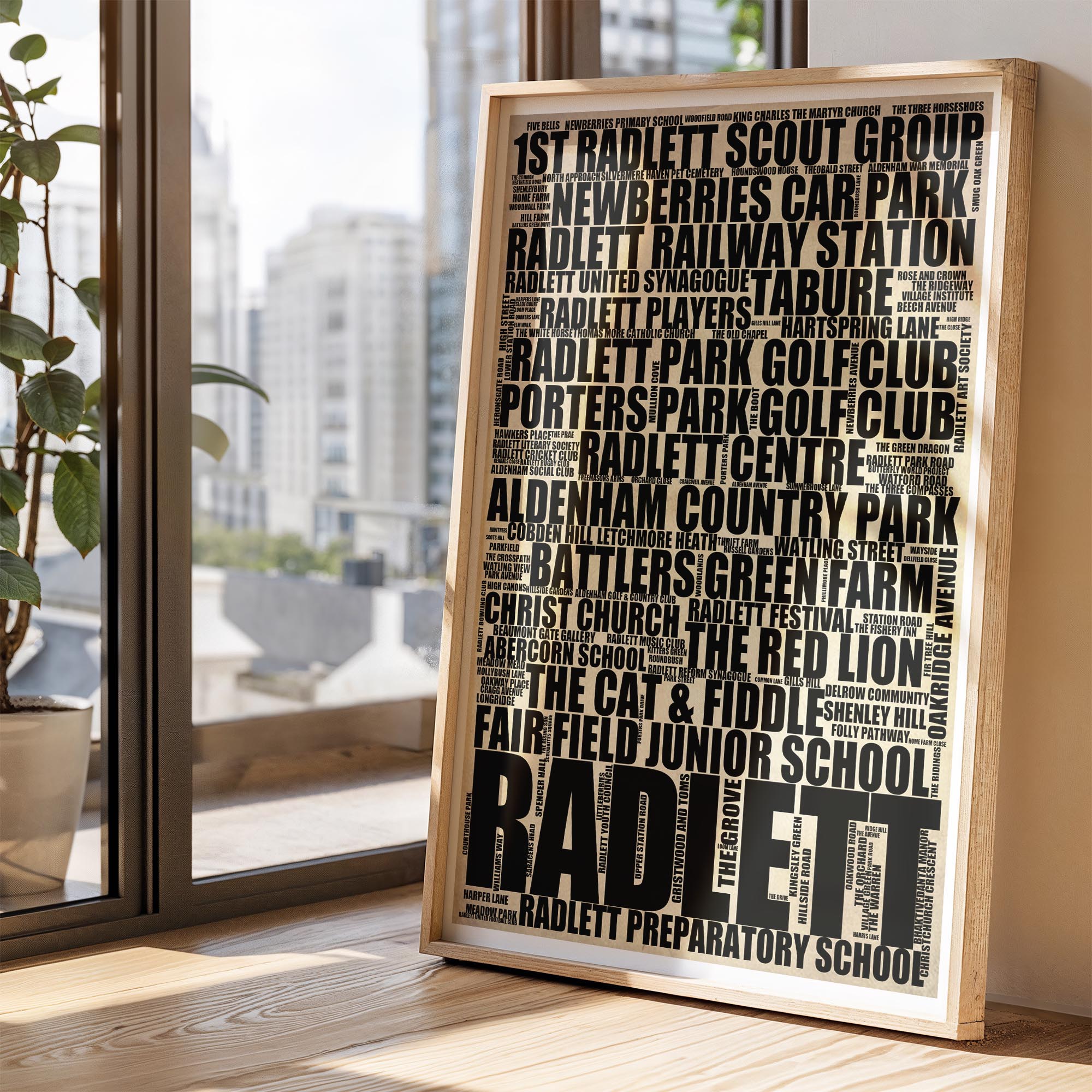 Radlett - Premium Typographic Word Cloud Prints, Posters & Gifts