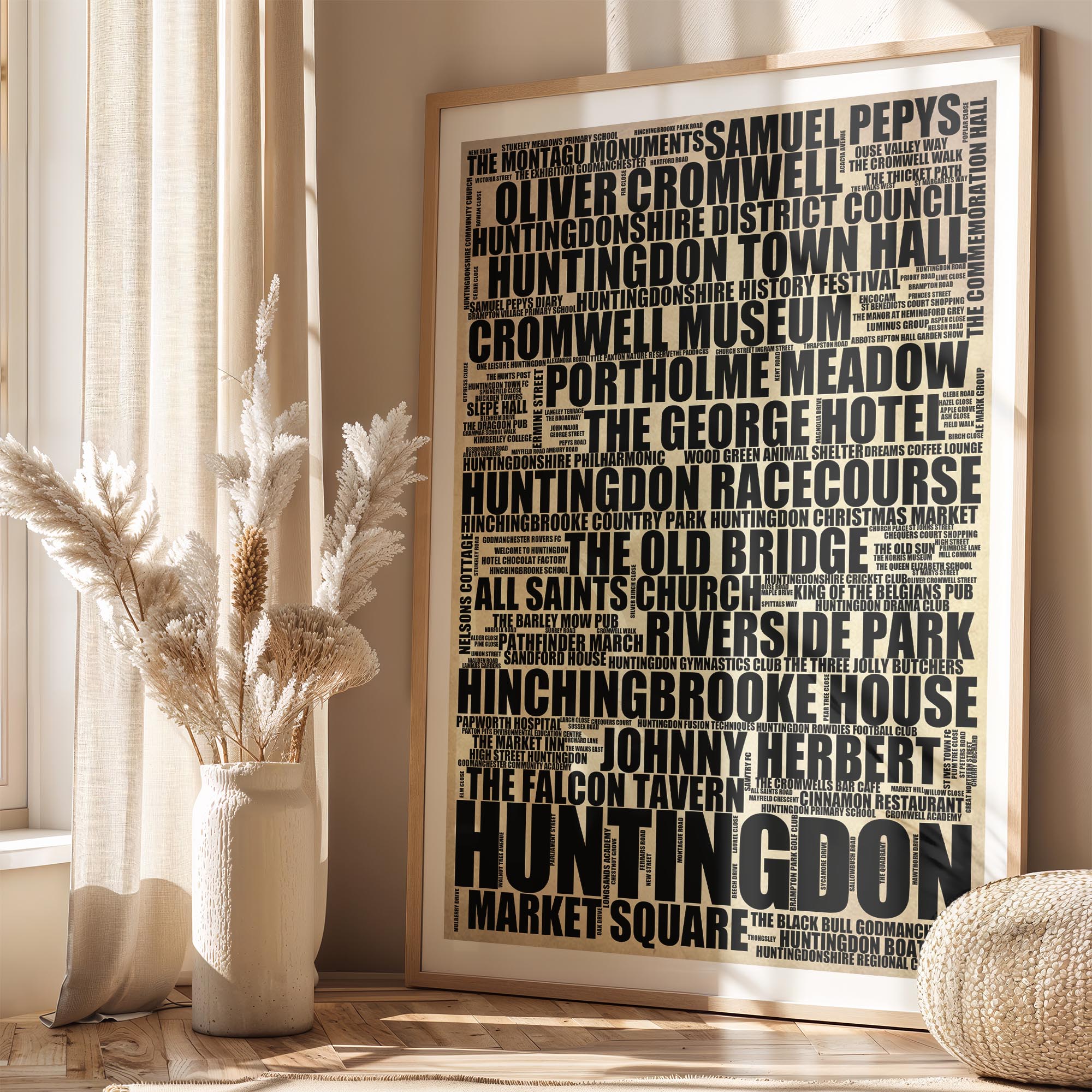 Huntingdon - Premium Typographic Word Cloud Prints, Posters & Gifts